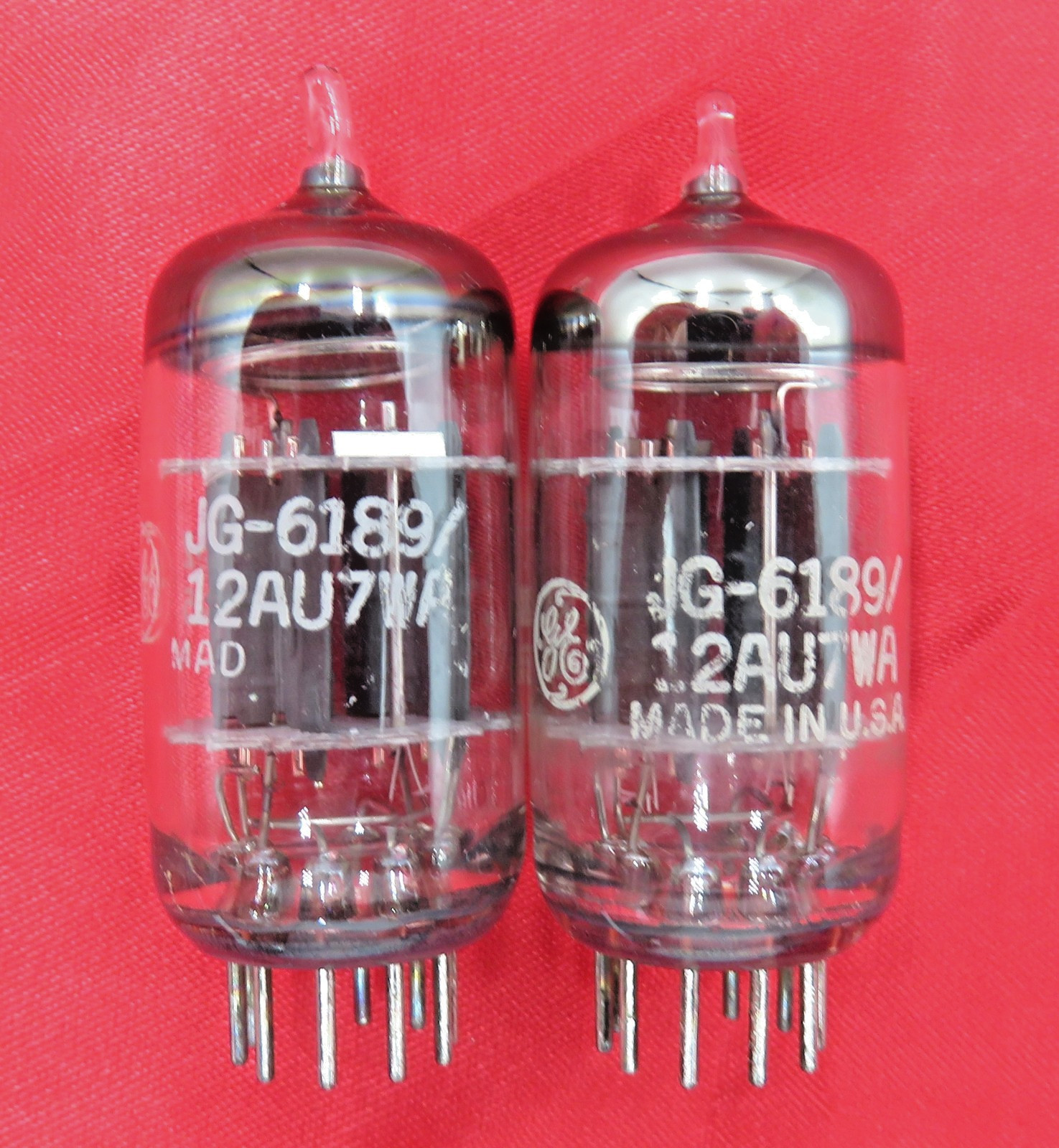 1963 GE JG-6189/12AU7WA PLATINUM PLUS XSR Halo Getter Preamp Tubes Matched Pair