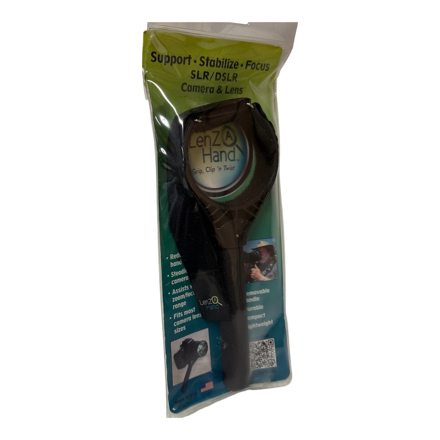 Camera Lens Grip Support Stabilizer By Lenz-A-Hand New In Package