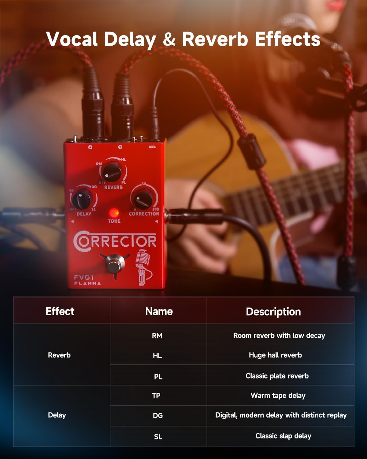 FLAMMA FV01 Vocal Effects Processor Pitch Correction