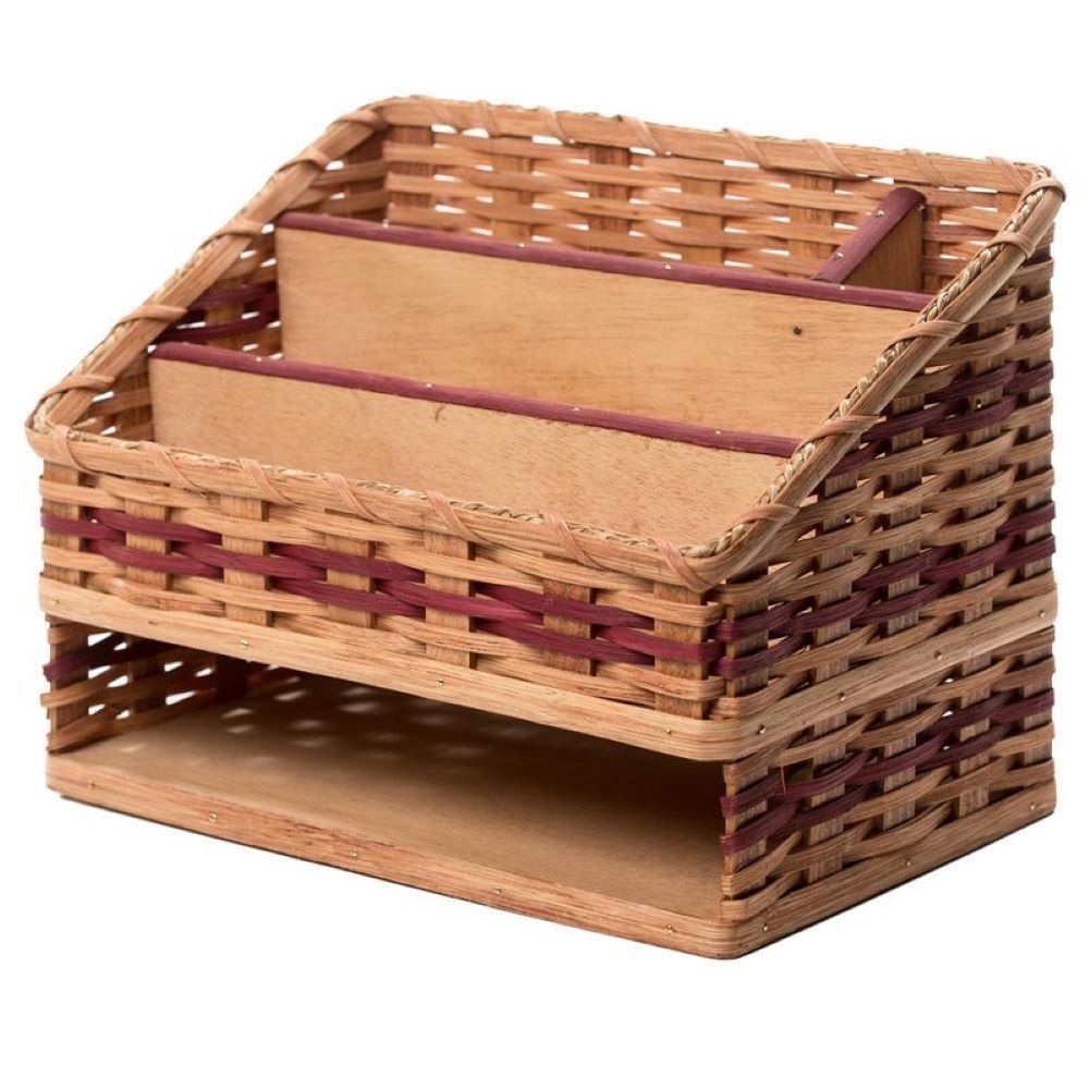 Bear Hollow Desk Organizer Basket Amish Made Desk Organizer Woven 5 Sections