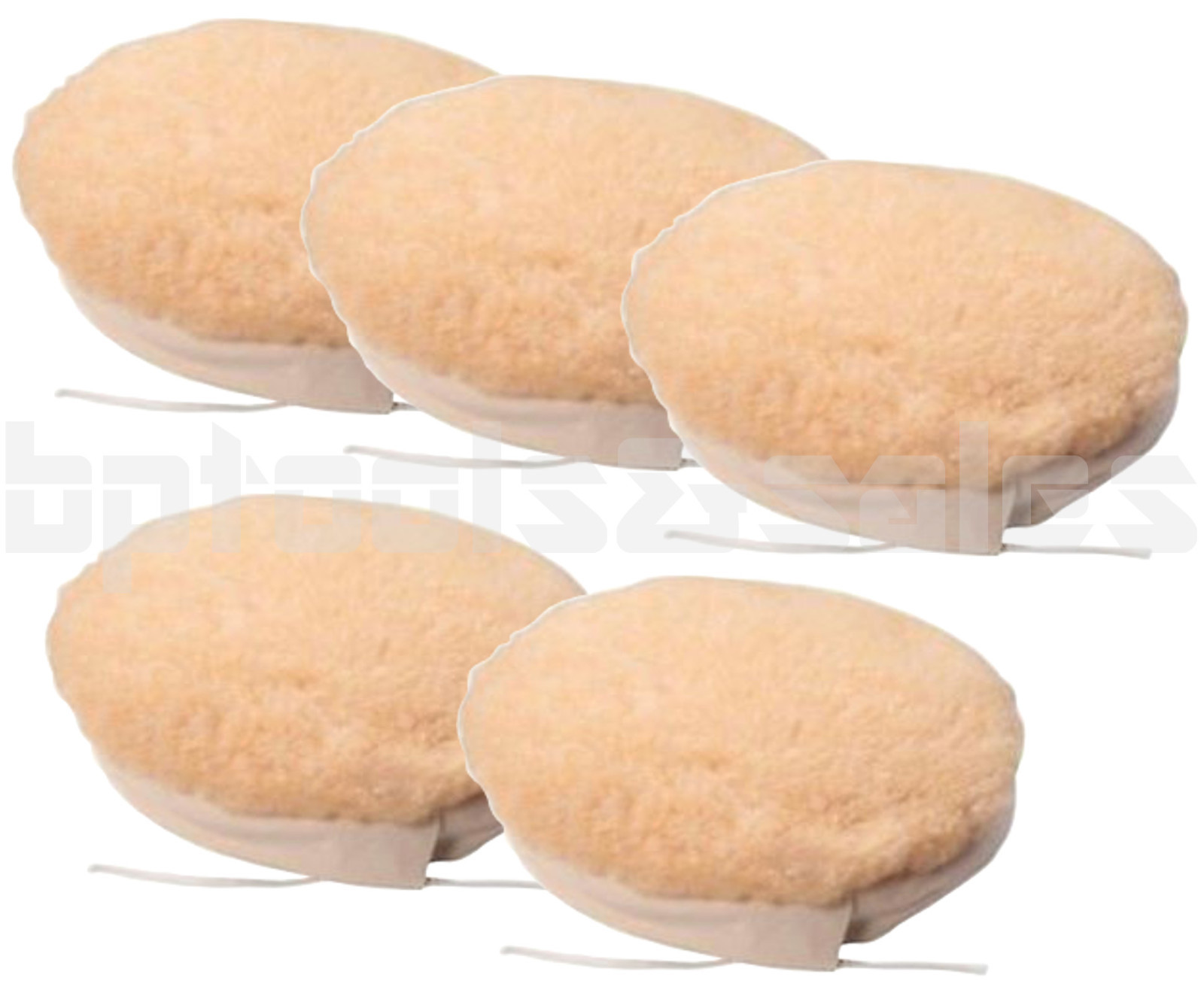 Lot of 5 - 7" Wool Buffing Wheel Pad Polishing Bonnet Tie On for Car Polisher