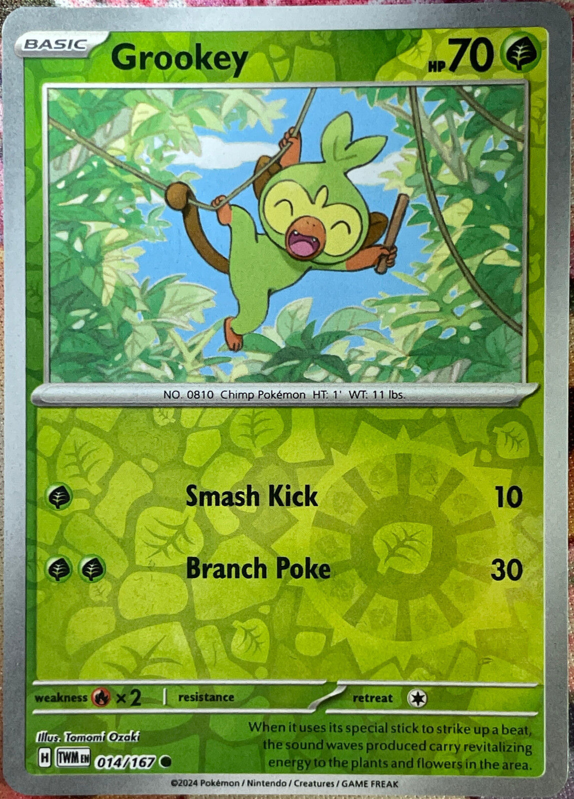Grookey Reverse Holo - 014/167 - Twilight Masquerade Pokemon 2024