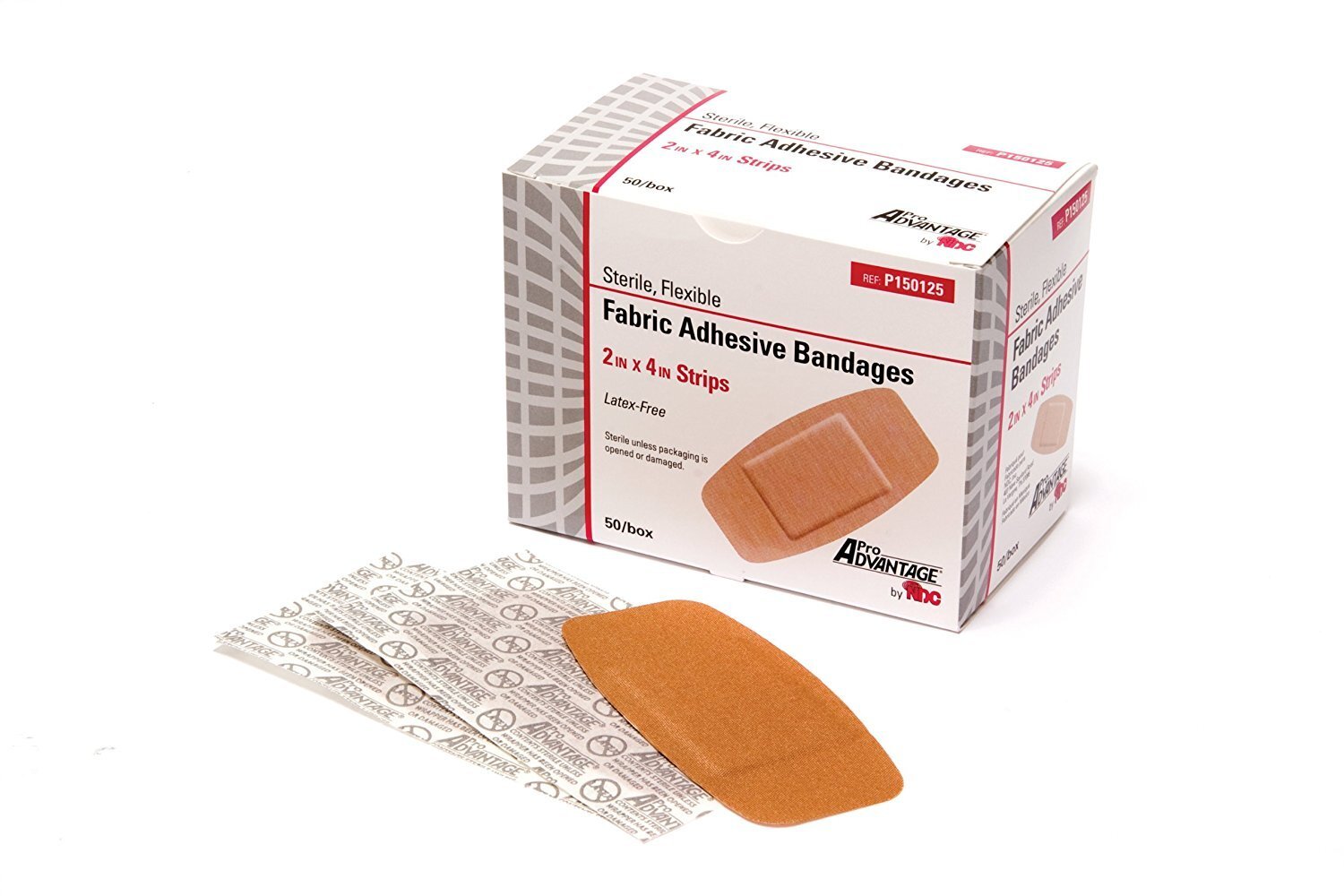 Pro Advantage P150125 Adhesive Bandage Strips  2" x 4"  (Pack of 3 Boxes of 50)