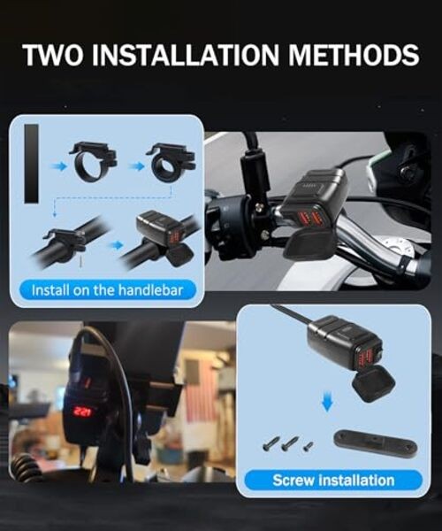 Motorcycle Phone Charger with Voltmeter & ON/OFF Switch - SAE to USB Adapter
