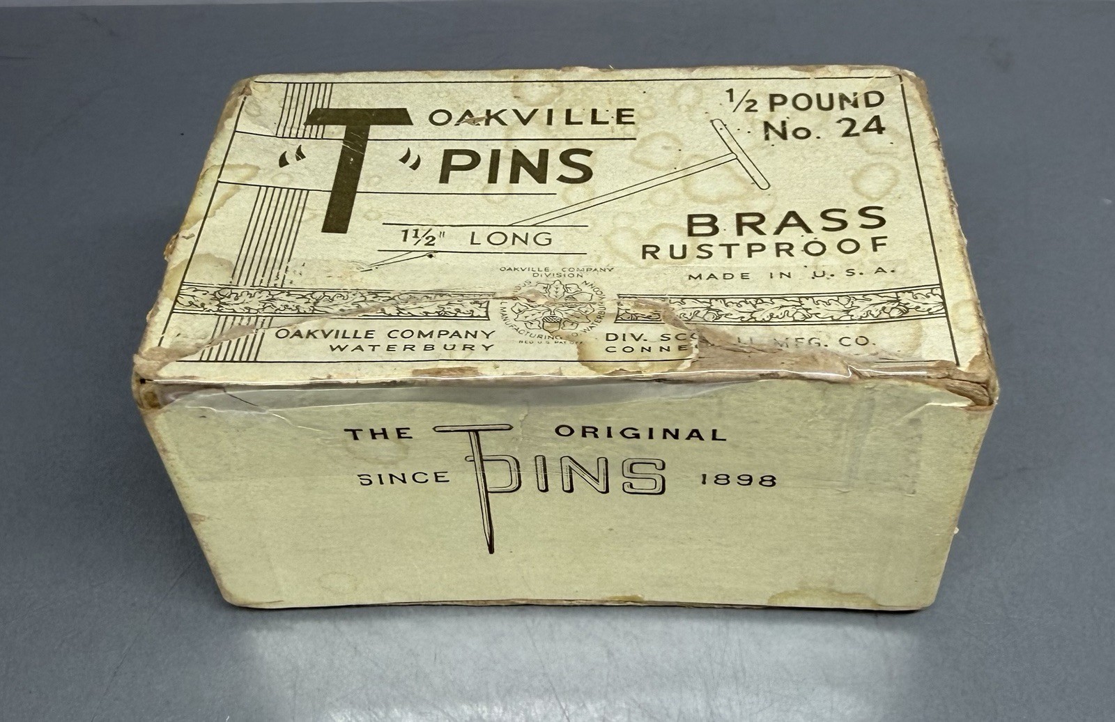 Vintage Oakville Partial Box Of T Pins ~ Crafts Sewing