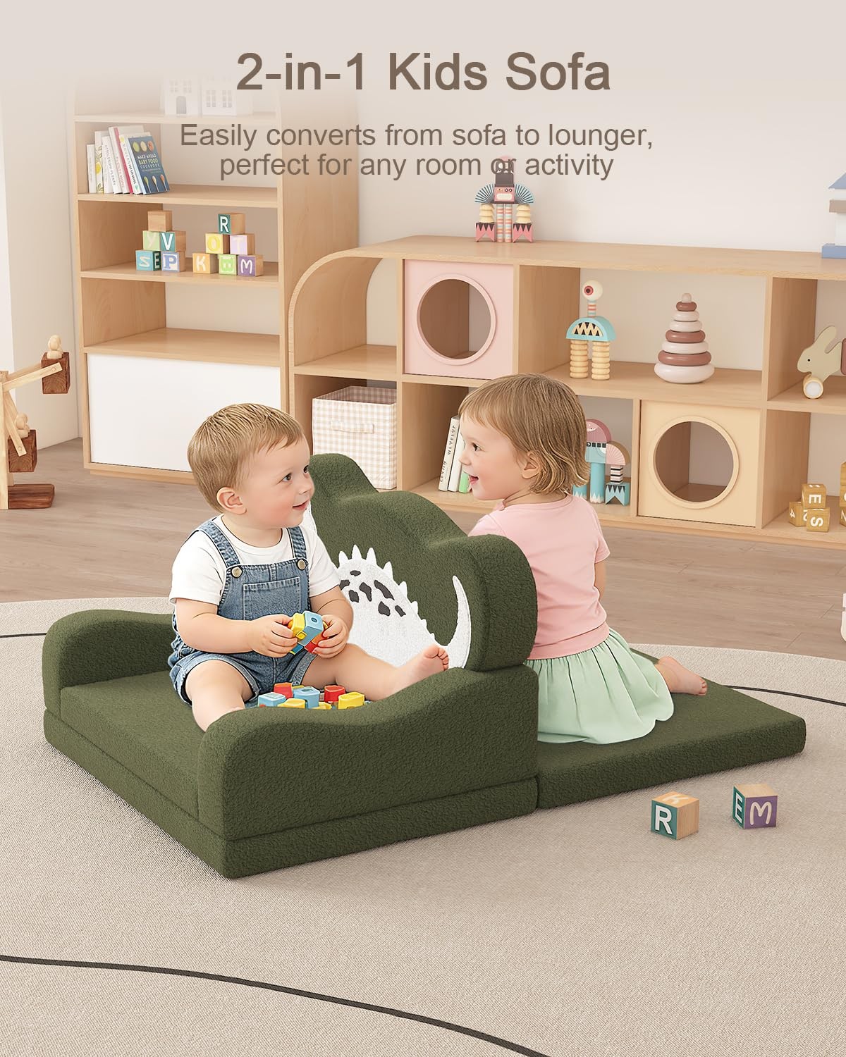 2-in-1 Toddler Couch Fold Out, Foldable Kids Sofa, Kids Chairs Comfy, Gift fo...