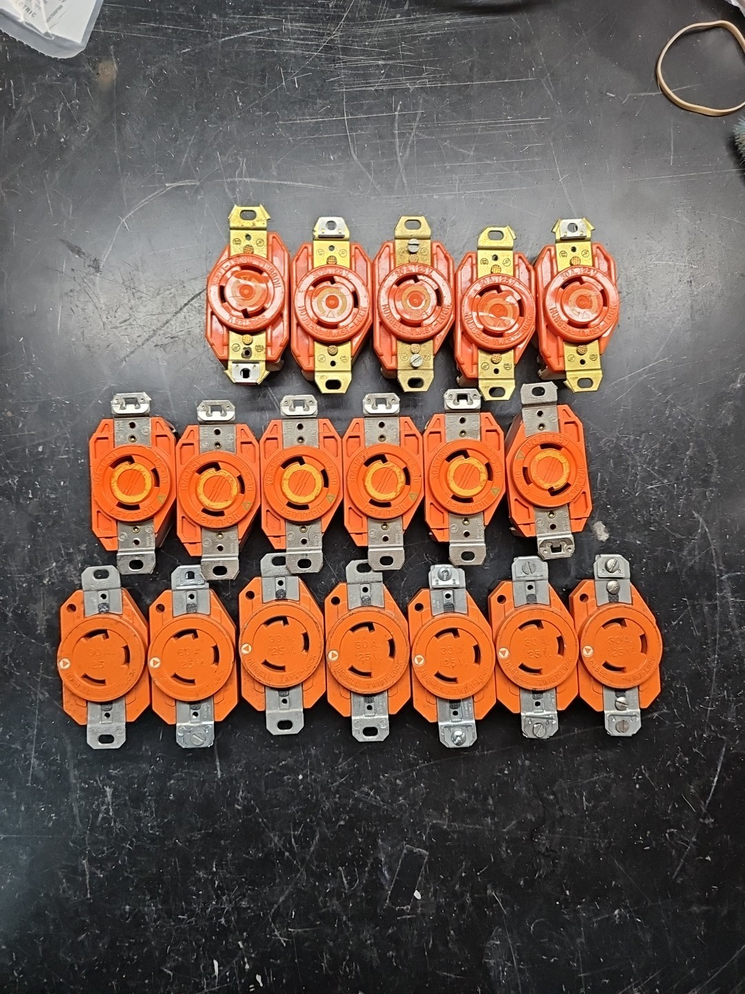 Lot 18 Hubbell 30A 125V Twist Lock Receptacle Heavy Duty Commercial Grade Orange