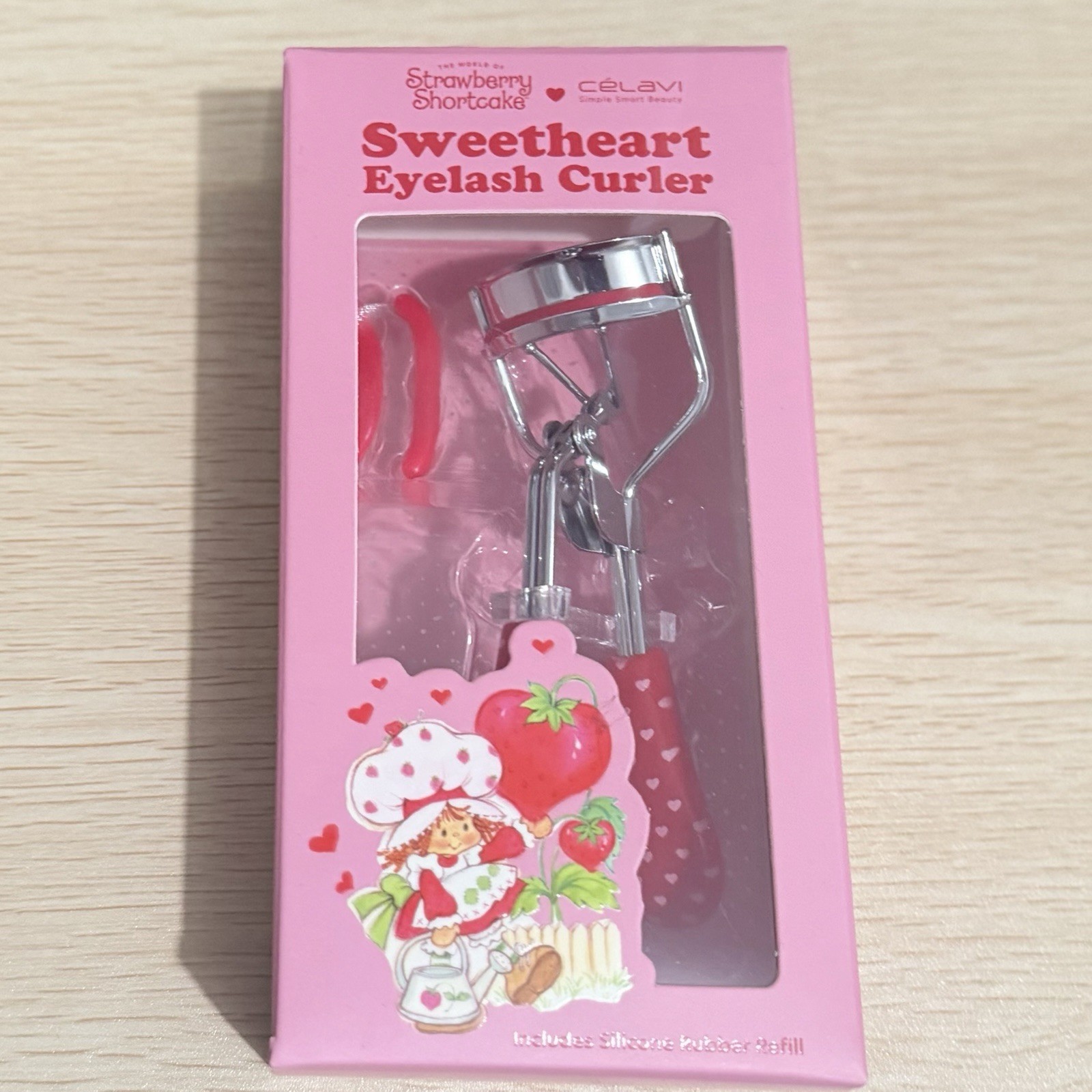 CELAVI Sweetheart Strawberry Shortcake 1Pc Red Eyelash Curler