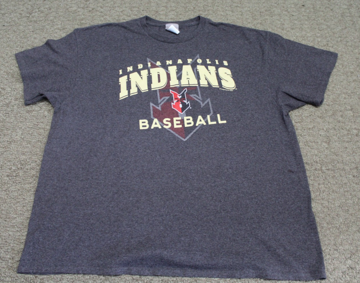 Y2K Indianapolis Indians MiLB Graphic Spellout Logo Grey T-Shirt Men's 2XL