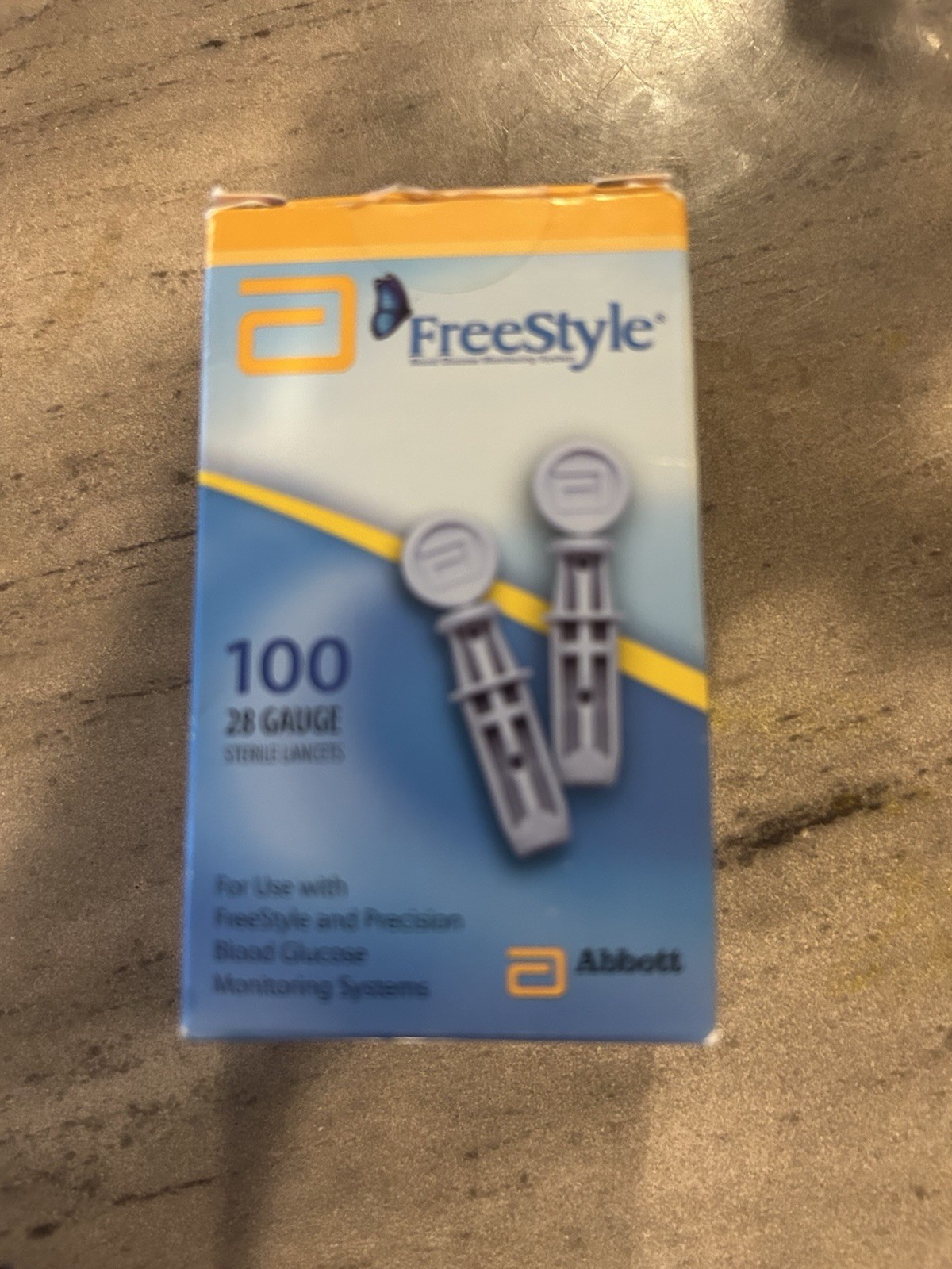 FreeStyle 28G Sterile Lancets Compatible with Precision Blood Glucose OPENED