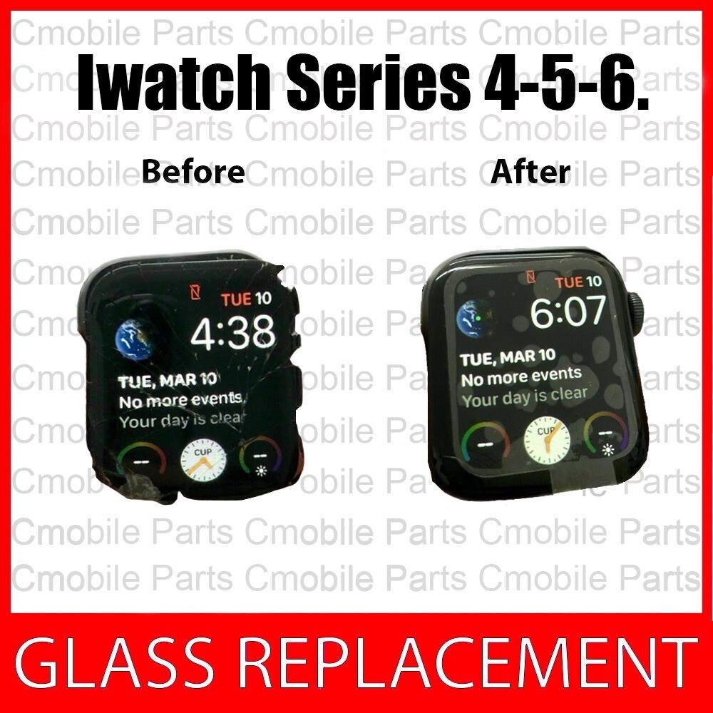 Apple Watch Series 4 5 SE (Not 3rd) 6 Cracked Screen Front Glass Repair Service