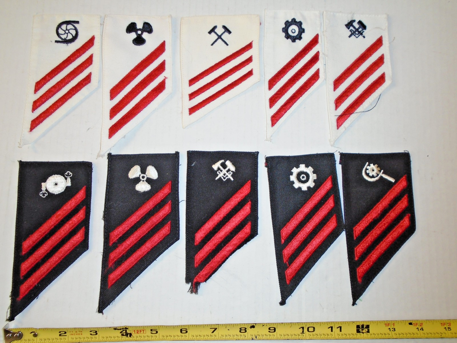 10 Vintage US Navy Fireman Sleeve Stripes Striker Patch E-3 Engineering Red