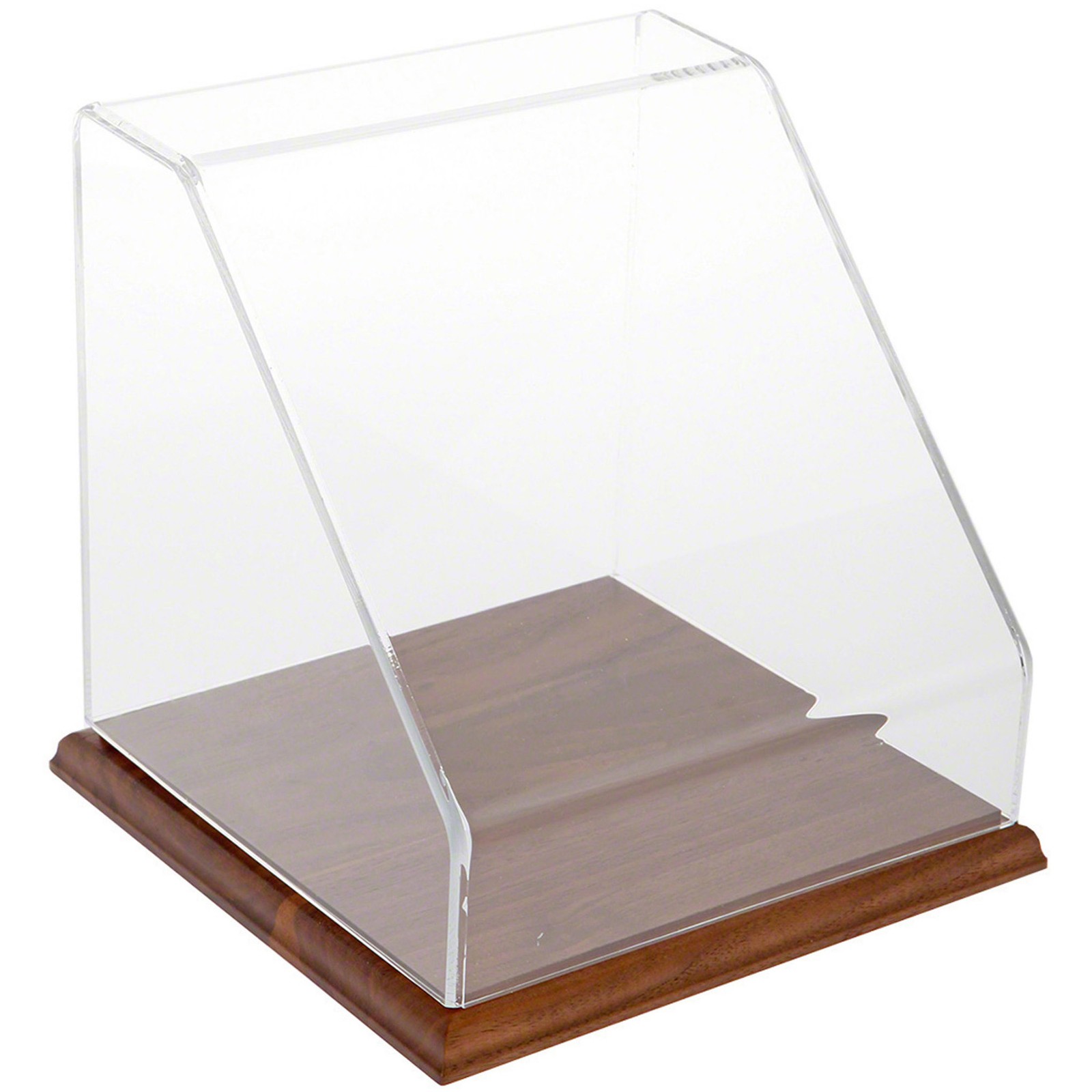 Plymor Slanted Acrylic Display Case with Hardwood Base, 8" x 8" x 8"