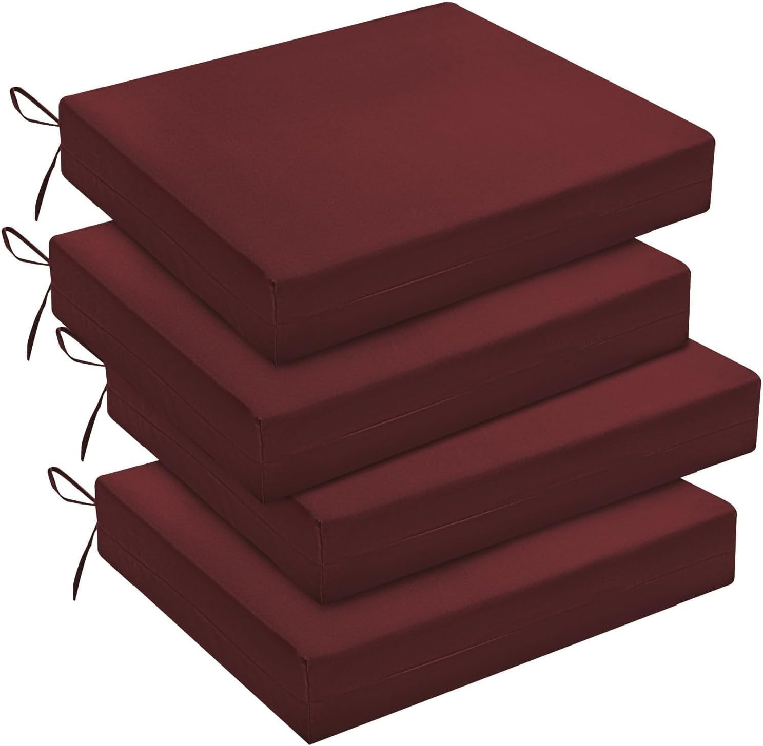 Outdoor Chair Cushions Set of 4 for Patio 18.5x16x3 Inch (Pack of 4) Burgundy