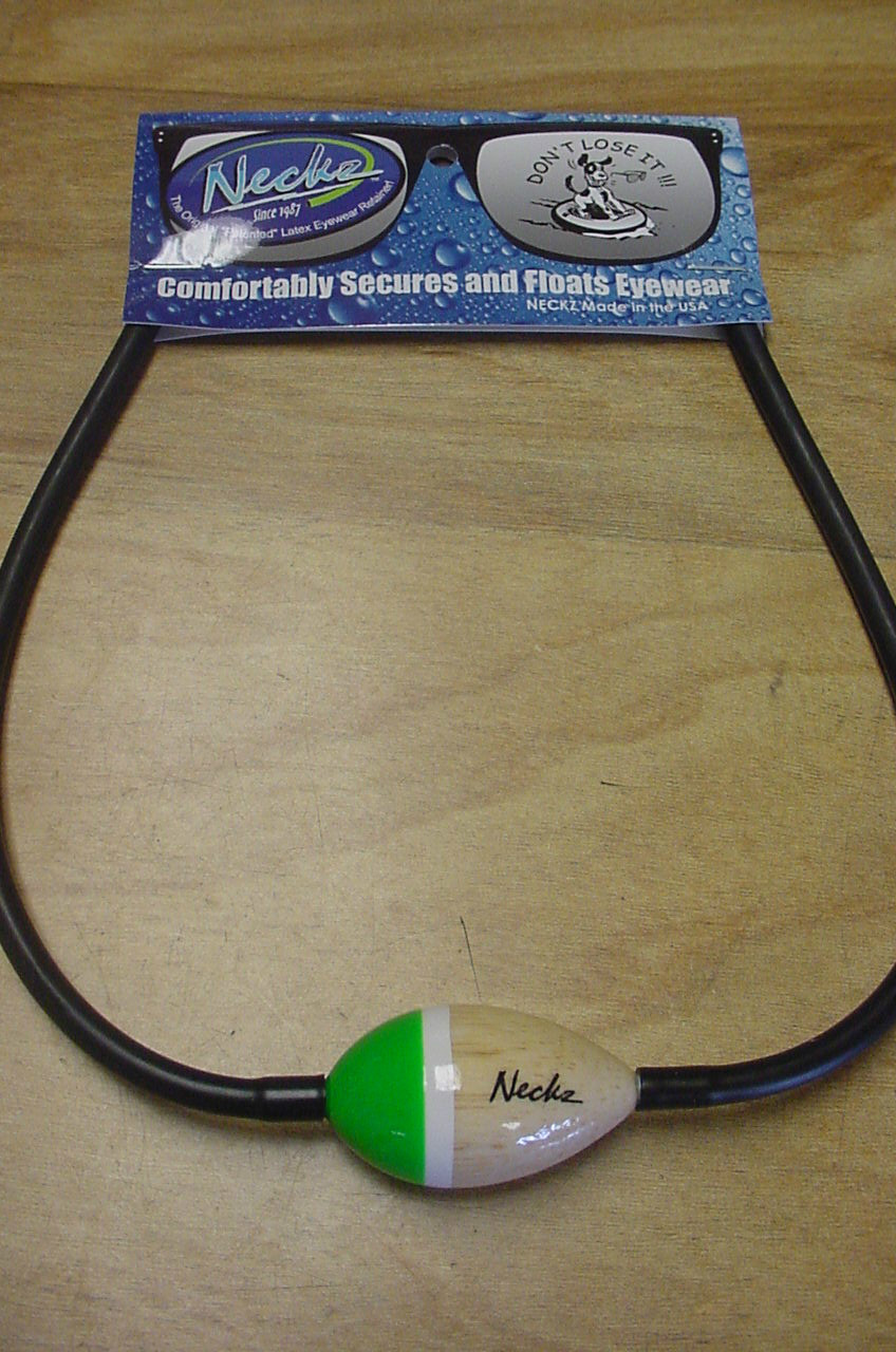 BRAND NEW NECKZ FLOATING BALSA WOOD FLOATZ SUNGLASS STRAP BLACK WITH GREEN