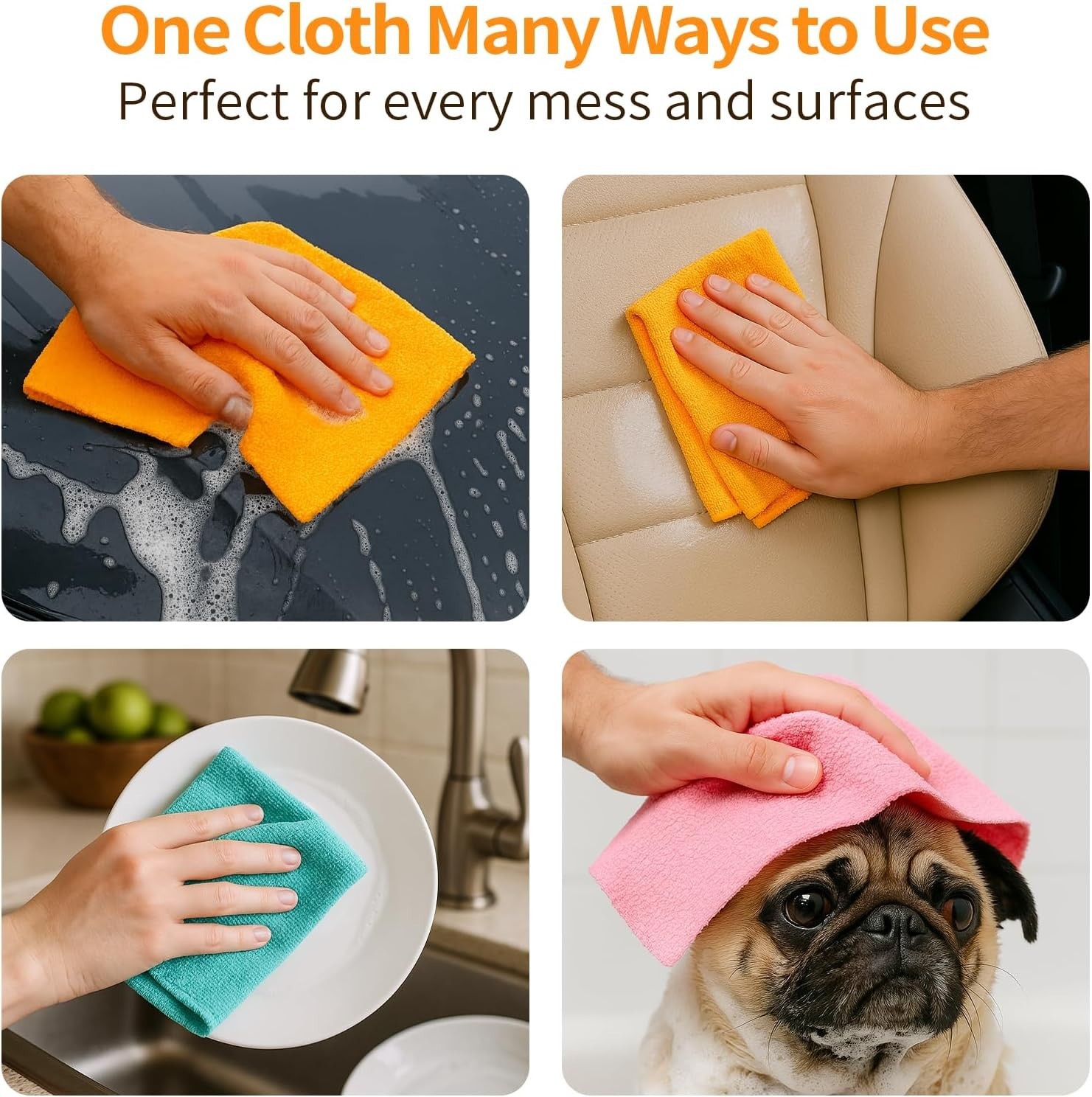 Viraelive Microfiber Cleaning Cloth Roll, 50 Pack, Food Pattern, 12"x12" | Re...