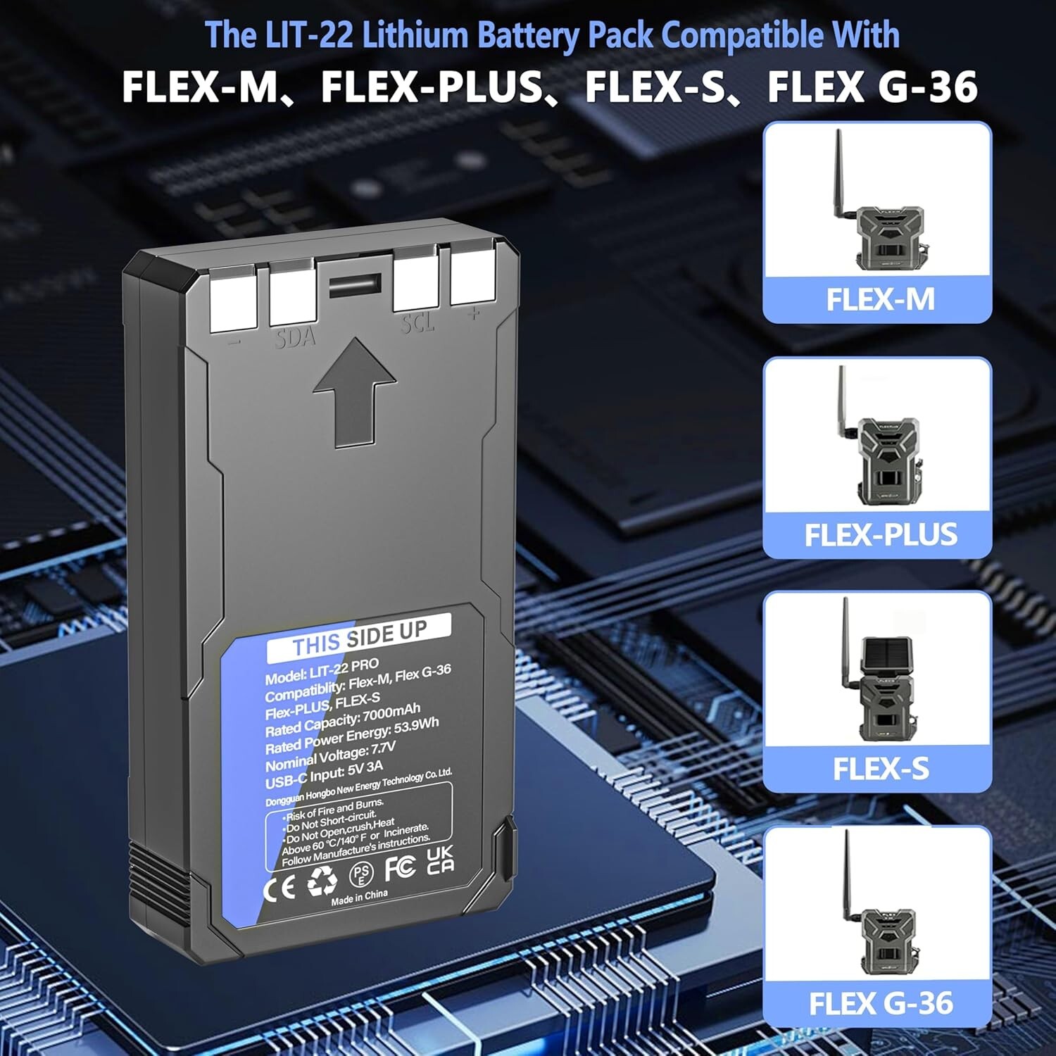 4-Pack Rechargeable LIT-22 Battery Compatible with Trail Camera Flex-M Flex G-36