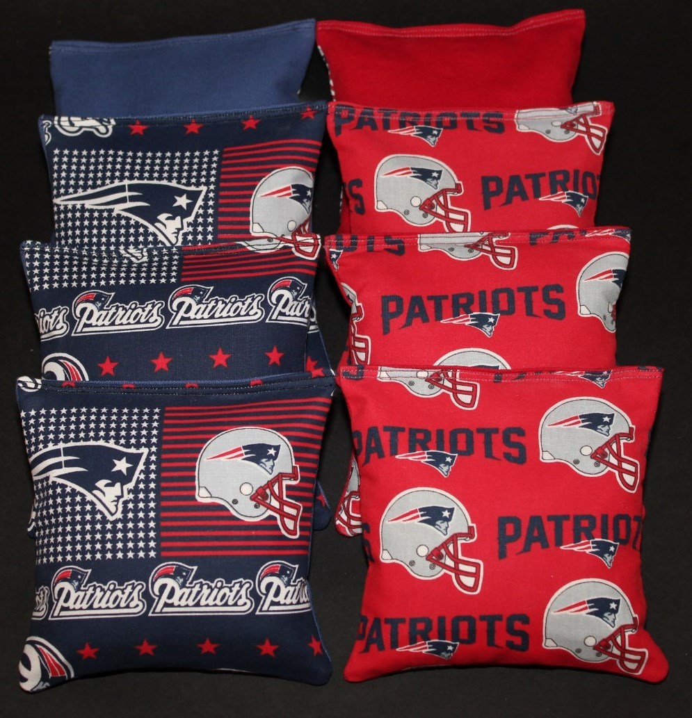 All Weather made w NEW ENGLAND PATRIOTS Fabric Cornhole Bean Bags Resin Filled