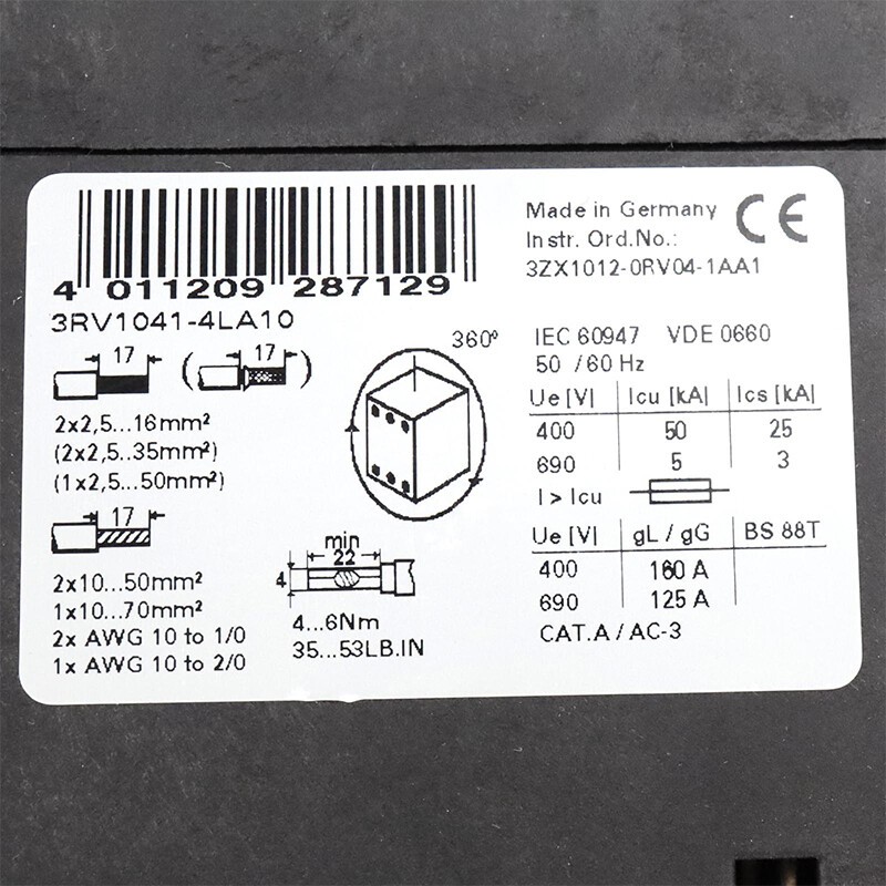 1PCs New For Siemens Circuit Breaker 3RV1041-4LA10 3RV10414LA10