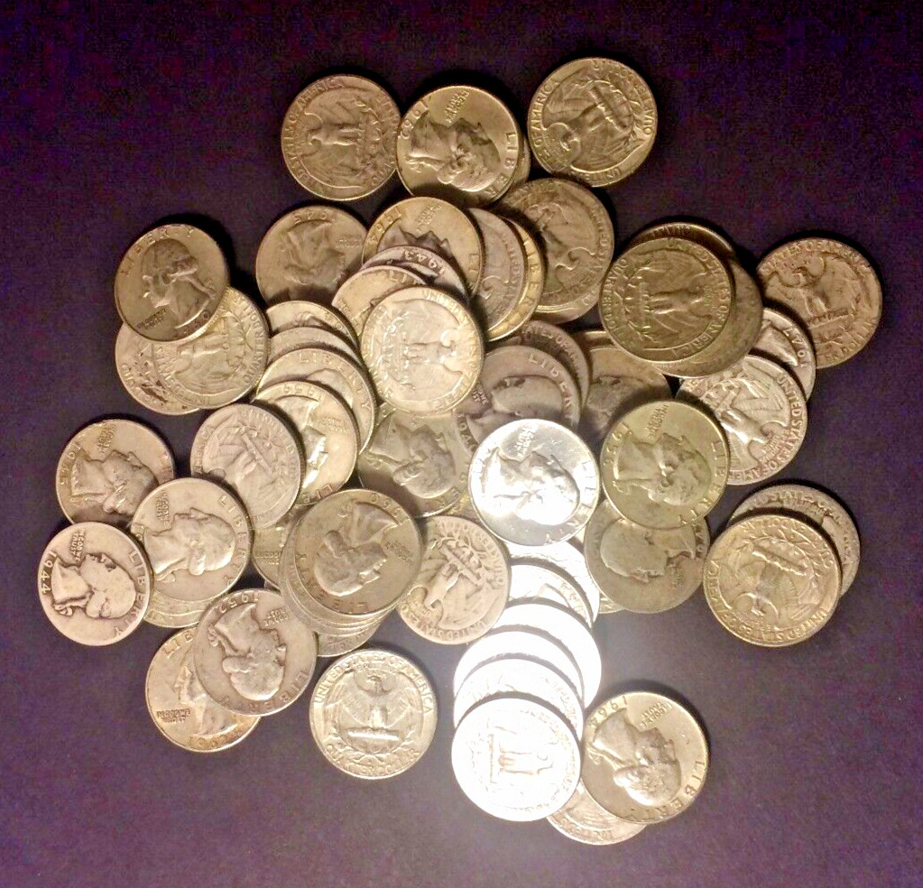 $12.00 BAG 90% ALL SILVER QUARTERS COINS U.S. MINTED NO JUNK PRE 1965 1