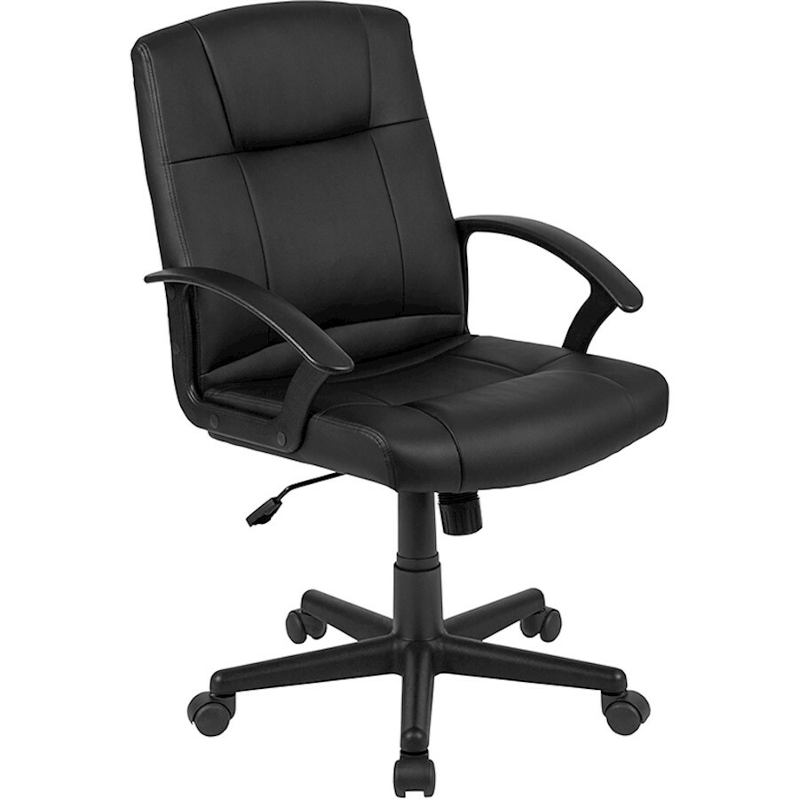 Flash Mid-Back Leathersoft-Padded Task Chair/Arms, Black - CH-197220X000-BK-GG