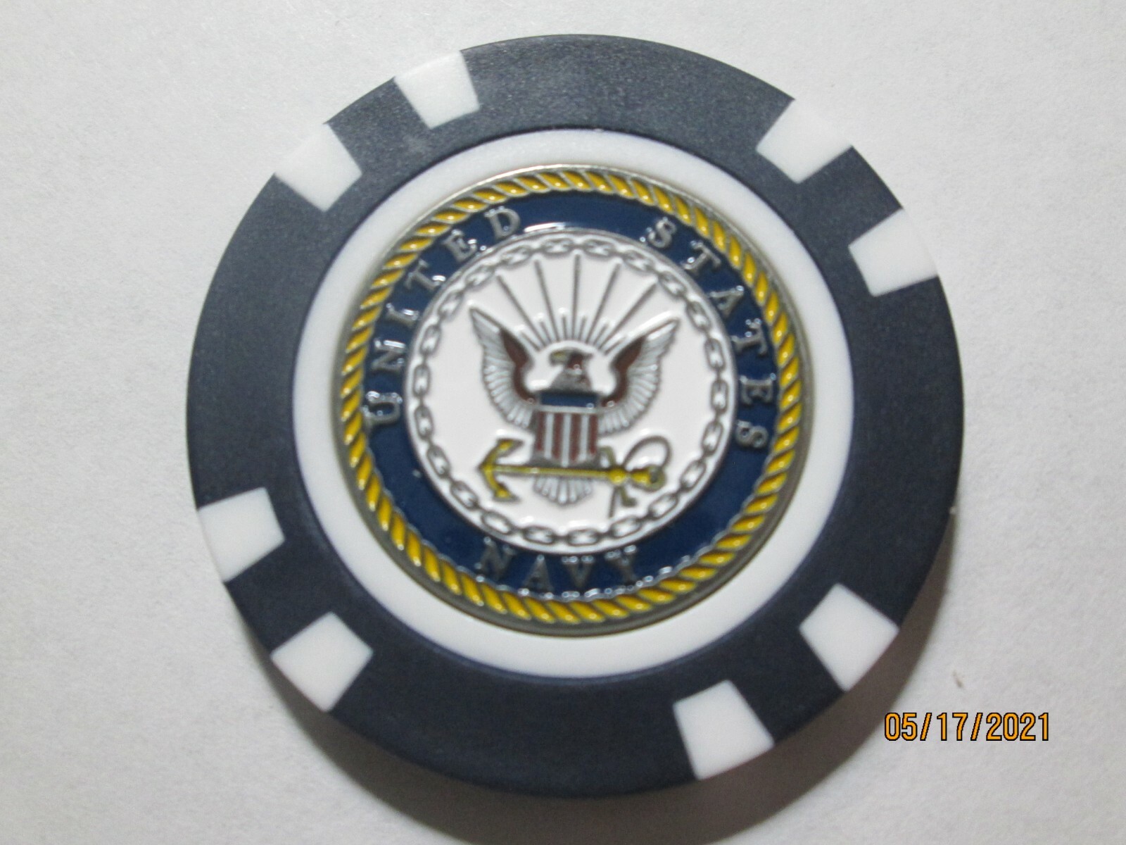 NEW US Navy Magnetic Poker Chip Removable Two Sided Golf Ball Marker