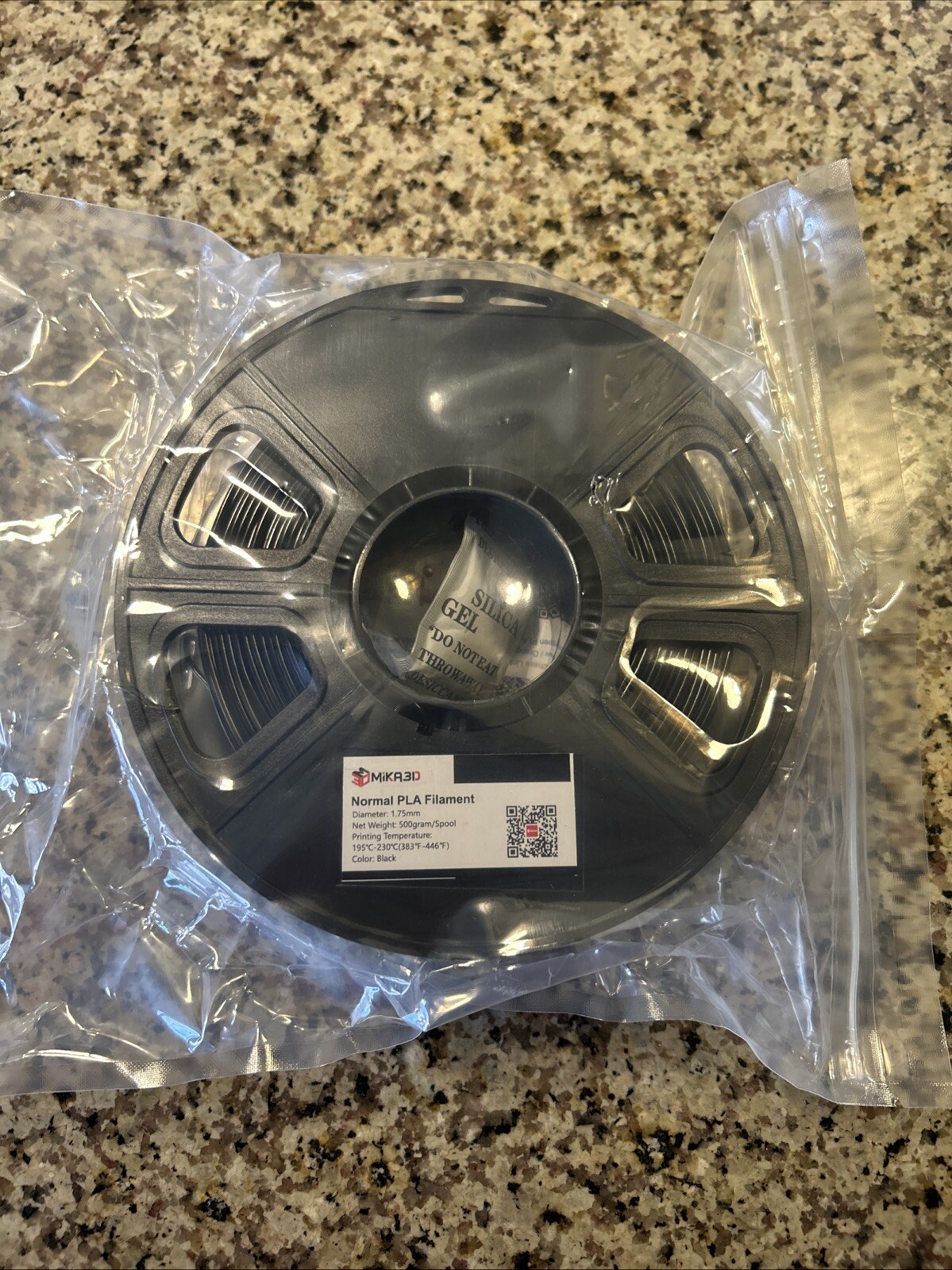 Mika3d Normal PLA filament 0.5 Kg Spool 1.75mm Diameter Black