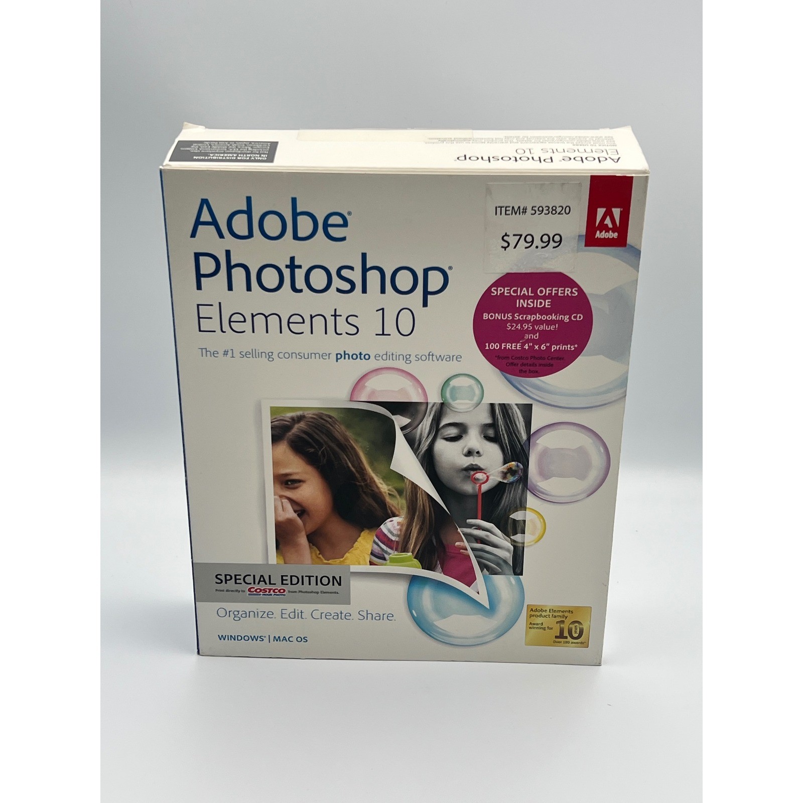 Adobe Photoshop Elements 10 Costco Special Edition Complete PC Mac Software