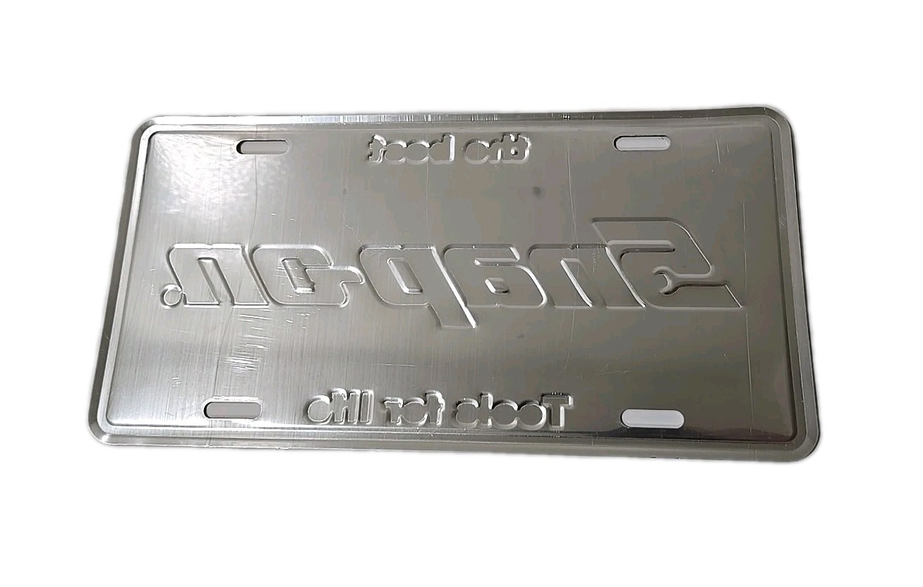 2PACK SNAP ON TOOLS License Plate BOX Chrome LOGO EMBLEM Gloss Black Badge Decal