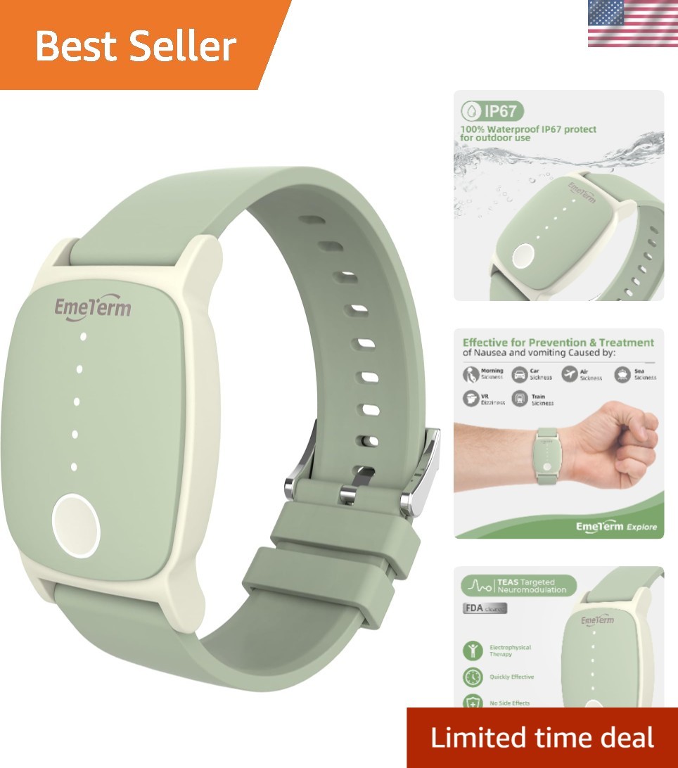 Rechargeable Motion Sickness Relief Wristband - Adjustable Intensity Mint Green