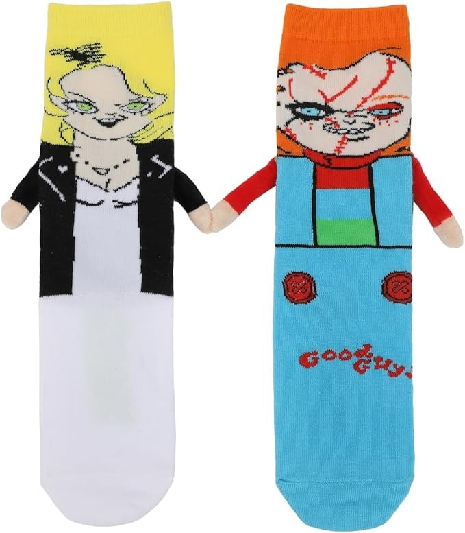 Bioworld Chucky & The Bride Of Chucky Women's Casual Crew Magnetic Hand Holding