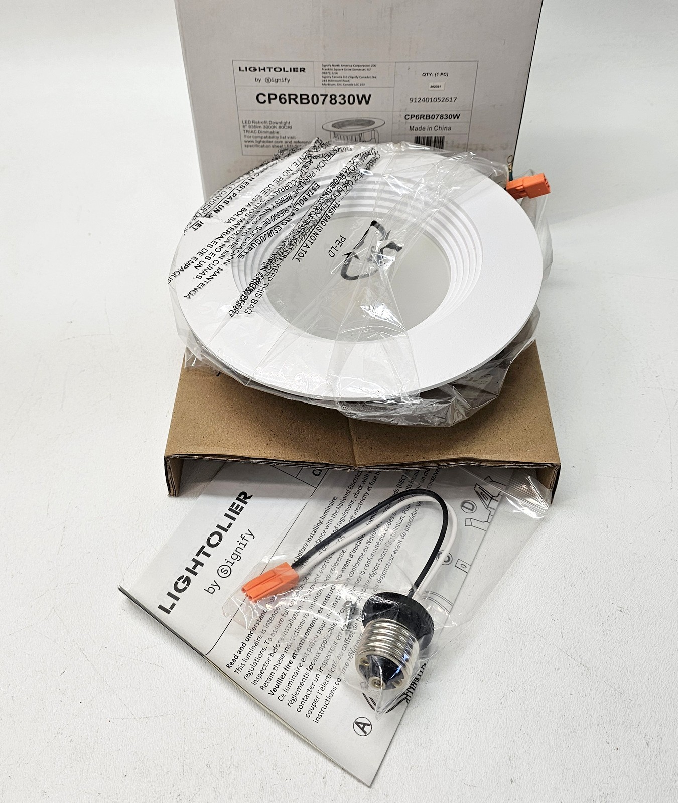 Signify CP6RB07830W Lightolier 6-Inch LED Retrofit Downlight White 835lm 3000K