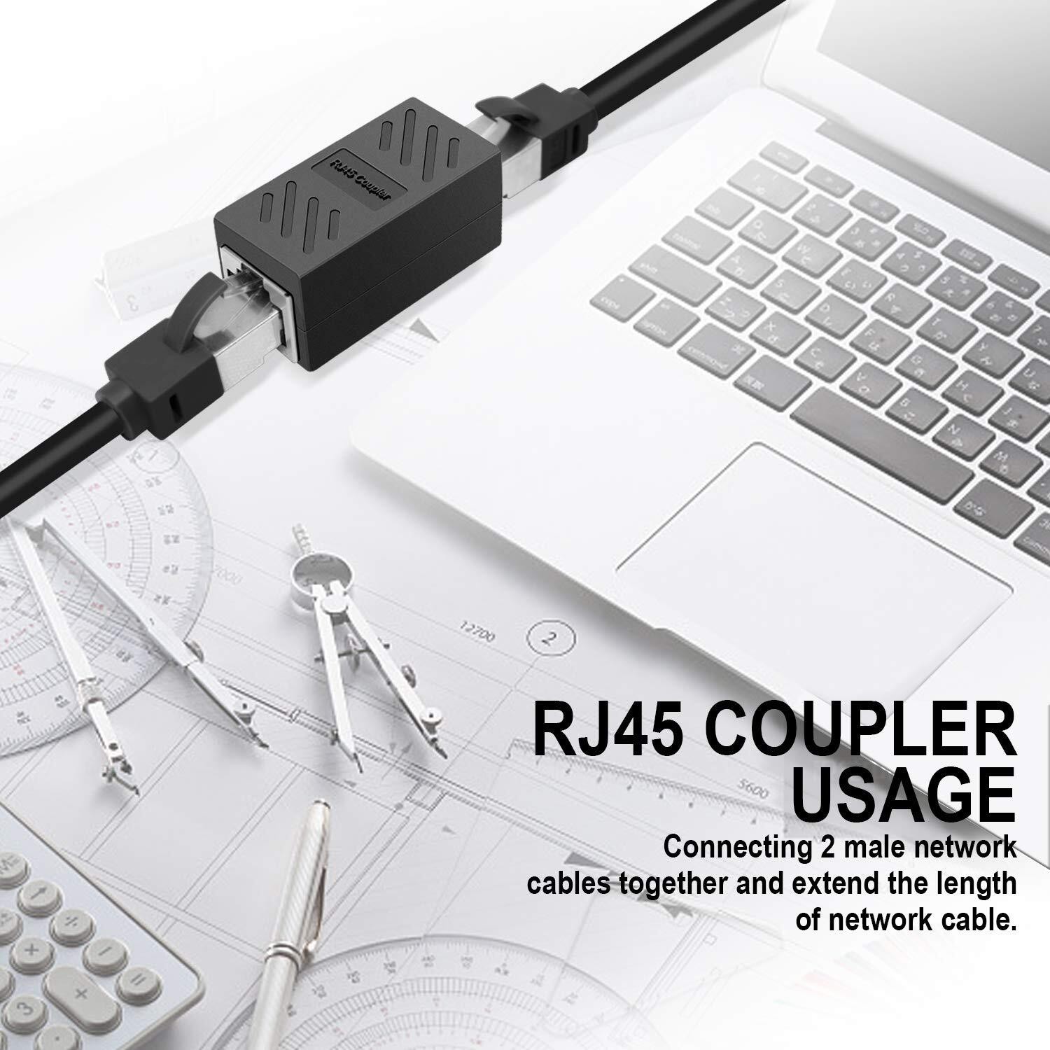 5/10PACK RJ45 Inline Coupler Cat6/Cat5 Ethernet Network Cable Extender Connector