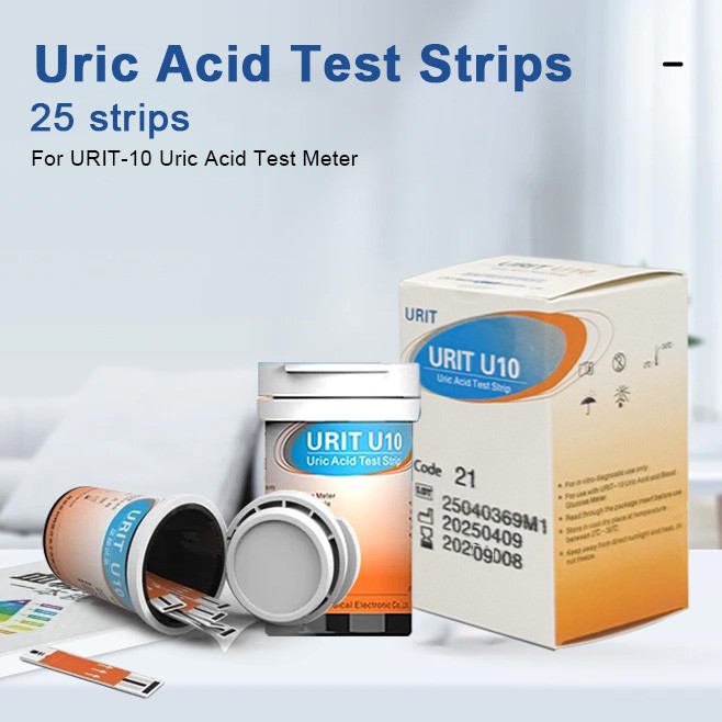 25 Uric Acid Test Strips Compatible with URIT-10 Monitor for Home Health Testing