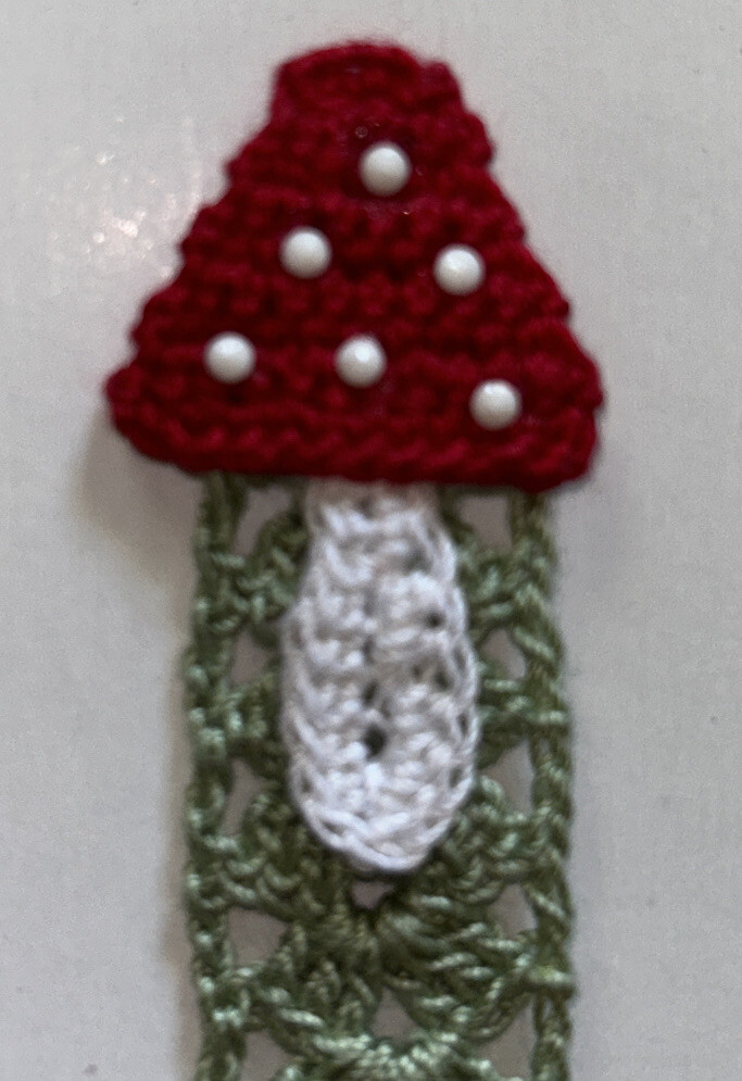 Crocheted Mushroom Bookmark
