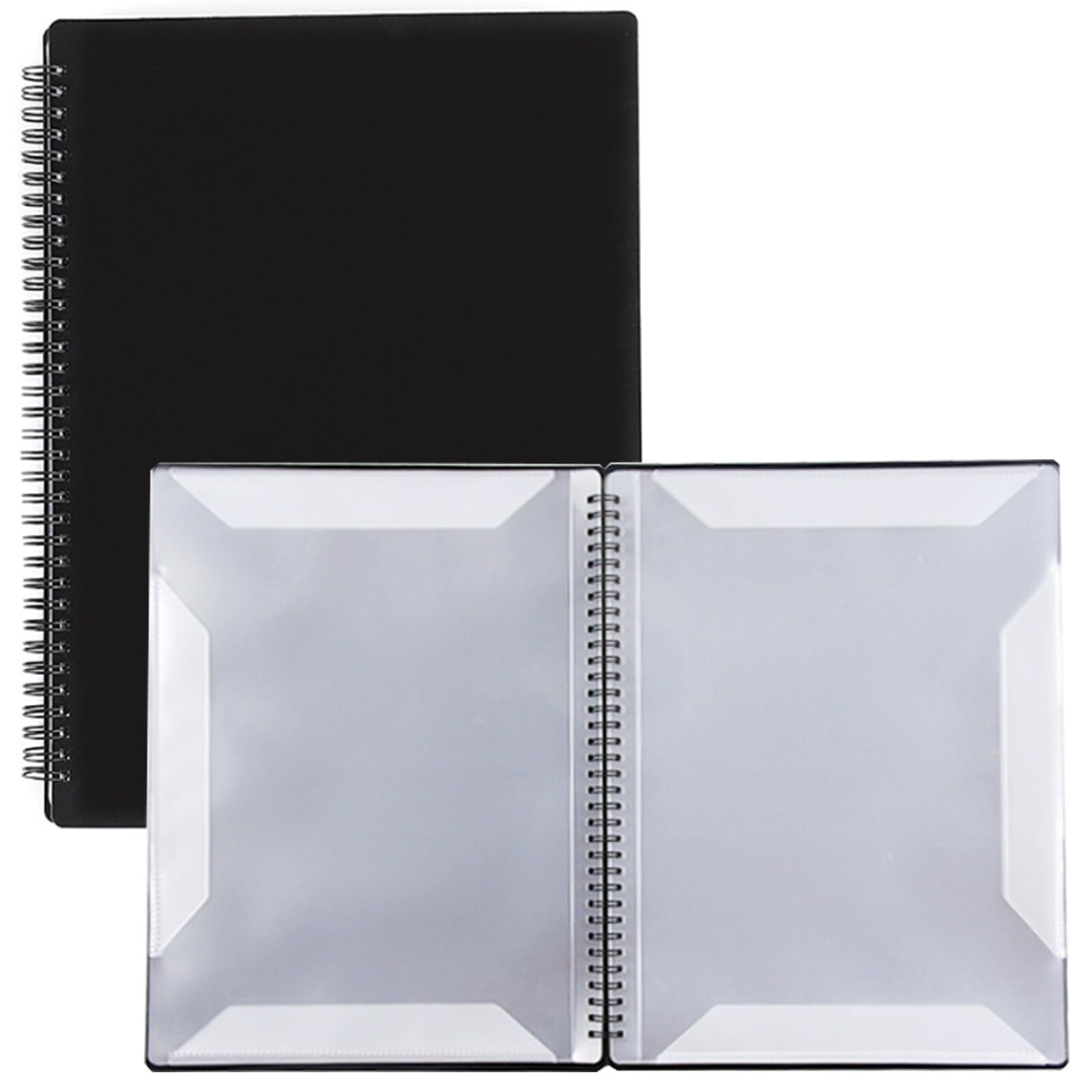 Music Folder A4 Black Plastic 20 Sleeves 40 Pages Spiral Binding Double-Sided