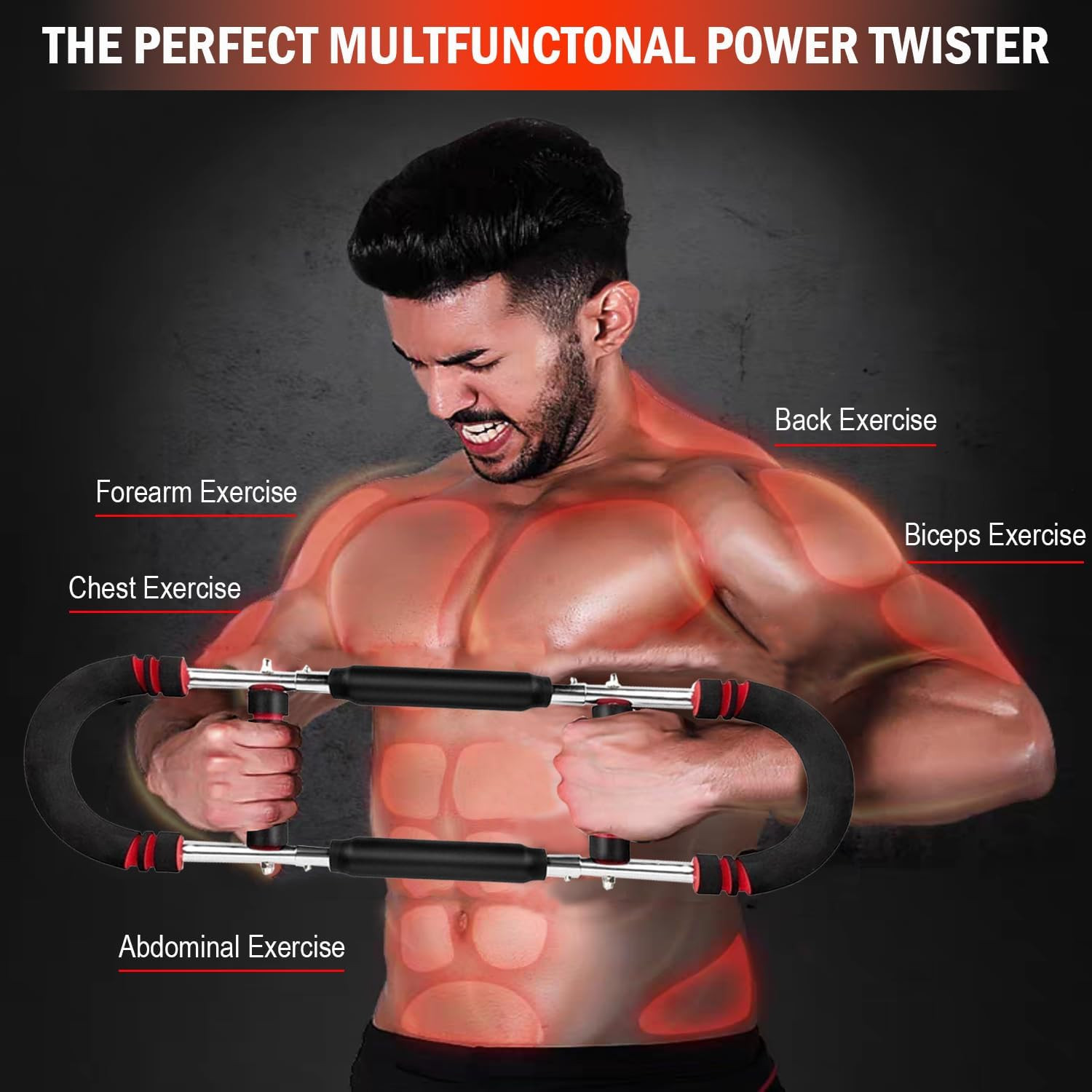 Latest-Gen Twister Arm Trainer, Adjustable Power Spring Workout Bar, Forearm Tri