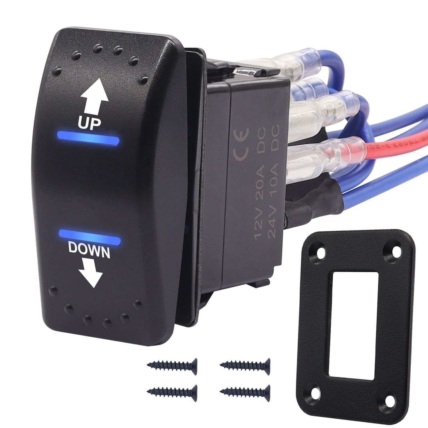 weideer 20A 12V Polarity Reversing Momentary Rocker Switch DC Motor Control 7...