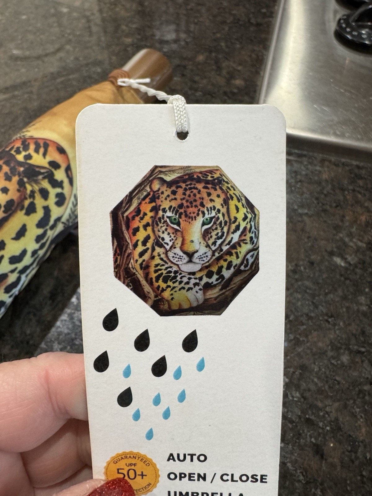 Anuschka Compact Umbrella African Leopard Print NWT