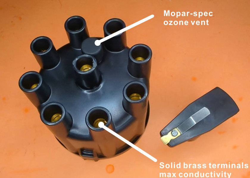 MOPAR OEM Black Distributor Cap/ Rotor BRASS Plymouth Dodge points or electronic