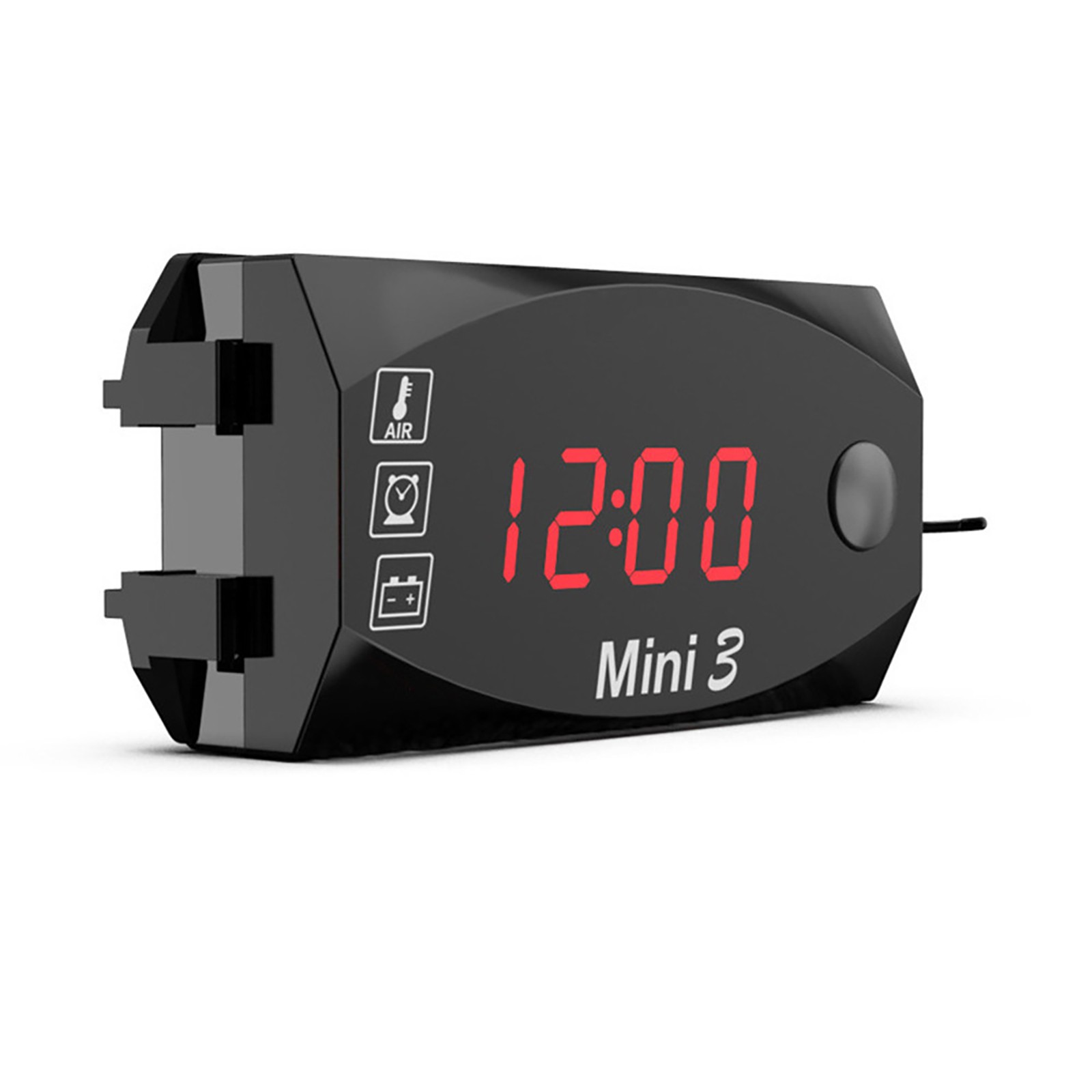 Multifunction Motorcycle Voltmeter 3-in-1 Thermometer Voltage Time Clock LED