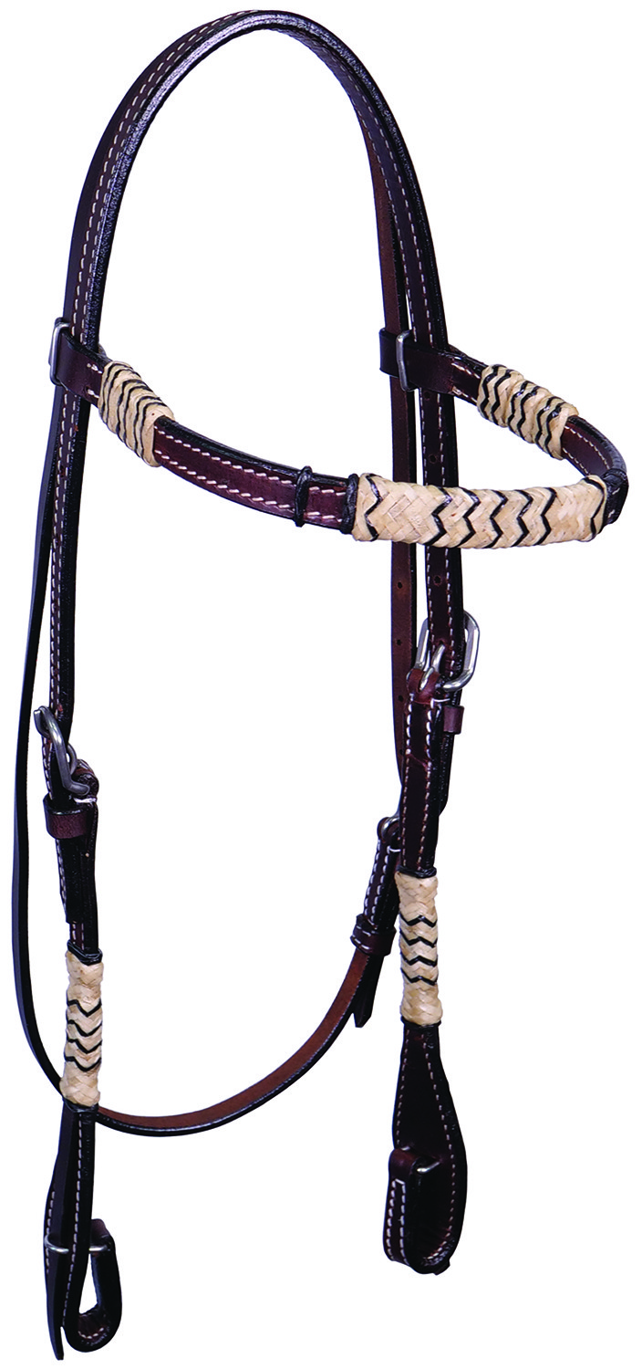 Buffalo Leather Browband Headstall Natural Rawhide Accents Western Horse Tack 23