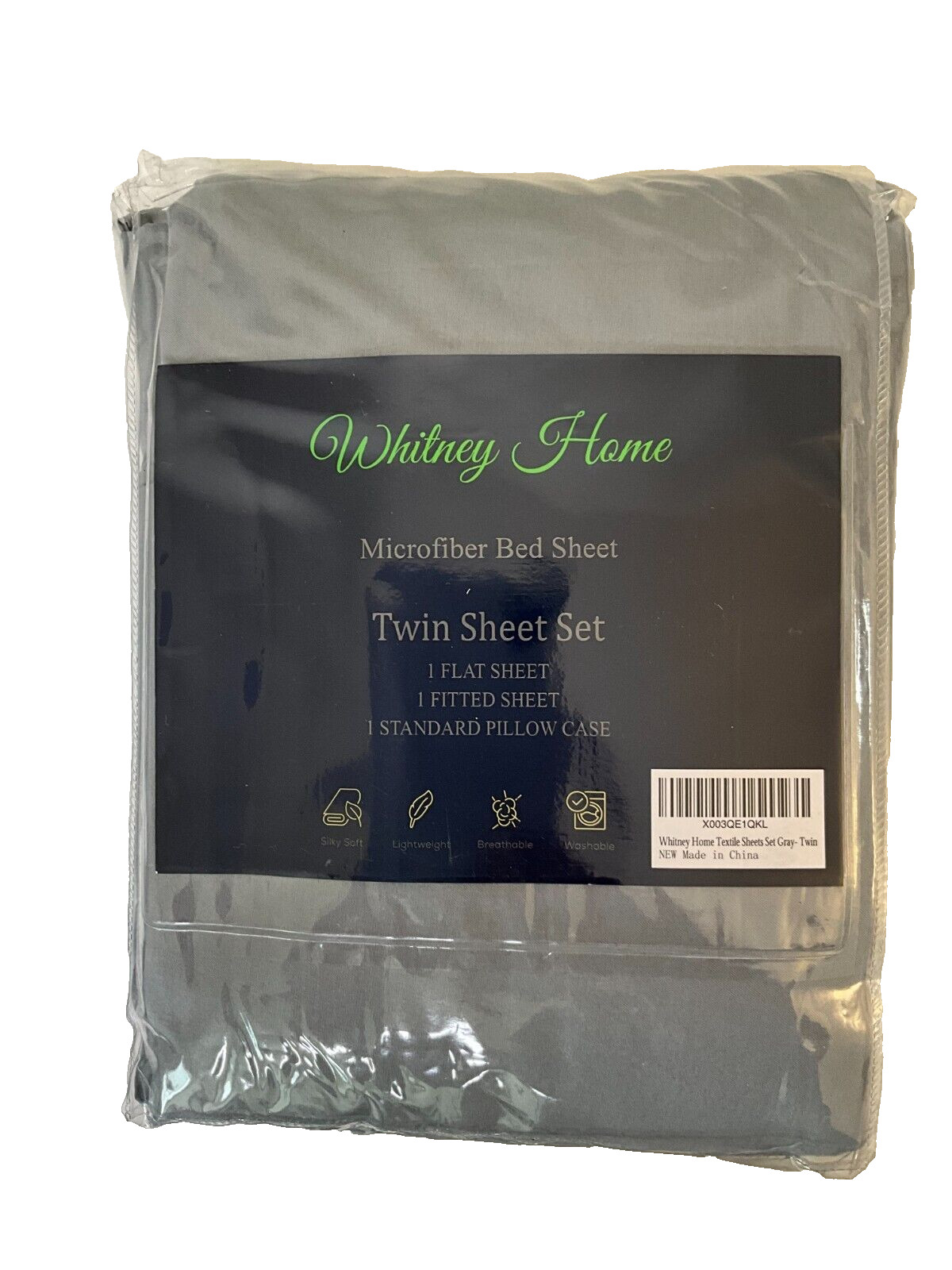 New Whitney Home Microfiber Twin Bed Sheet Set – Gray X003QE1QKL- Free Shipping