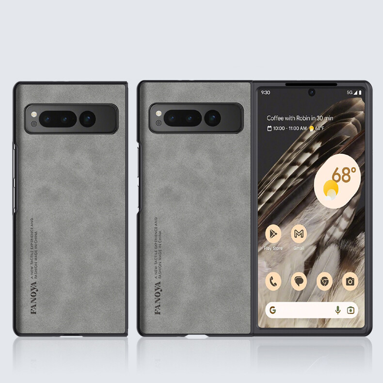 For Google Pixel Fold Shockproof Plain Leather Skin-Friendly Slim Phone Case