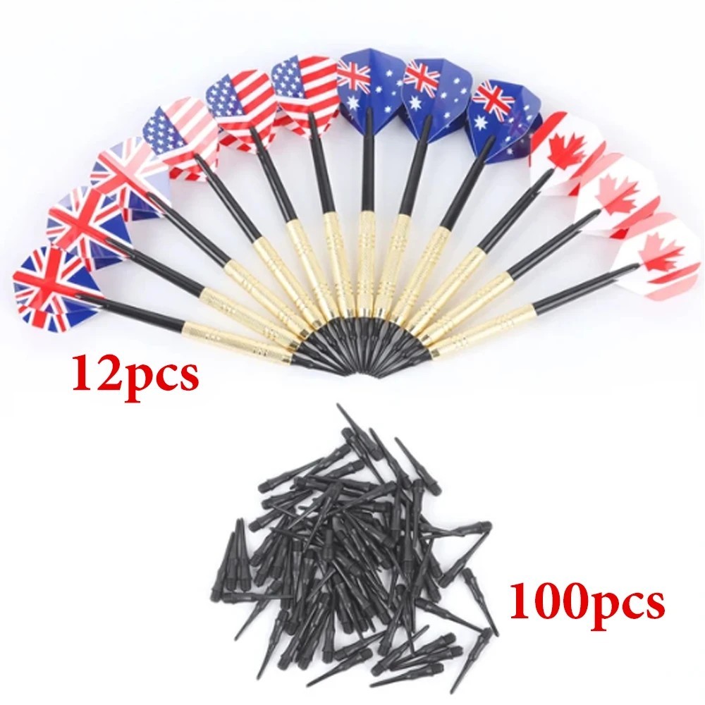 12PCS Soft Tip Darts Set 14g with 100 Extra Plastic Tips for Electronic board