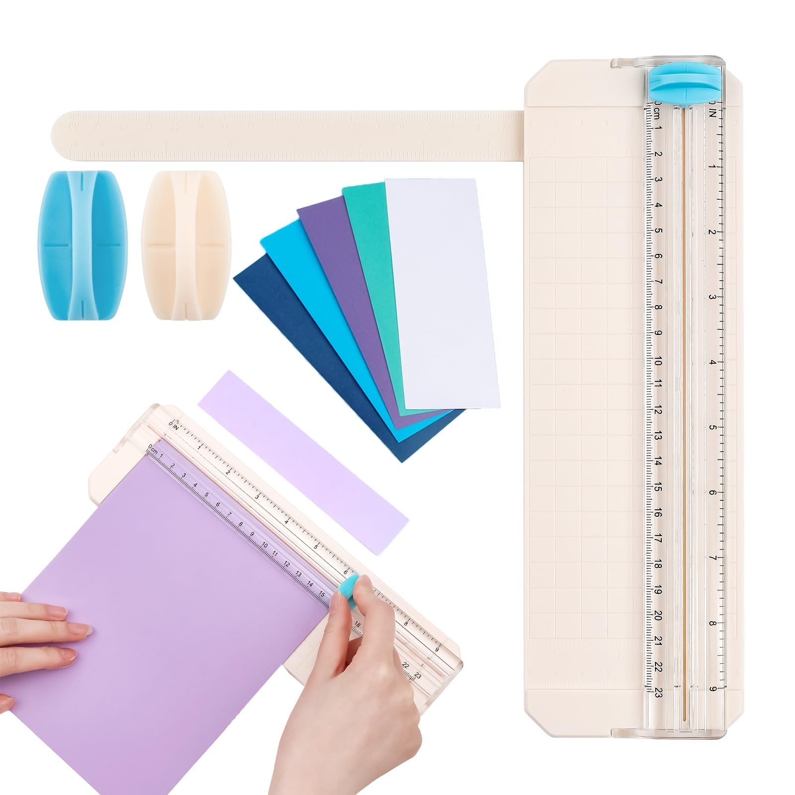 BAOFALI Mini Paper Trimmer with 1Cutting/1Scoring Blades Extending Ruler for ...