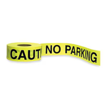 Barricade Tape, Caution No Parking, 3 In Wide X 1000 Ft Long, Polyethylene, 1.6