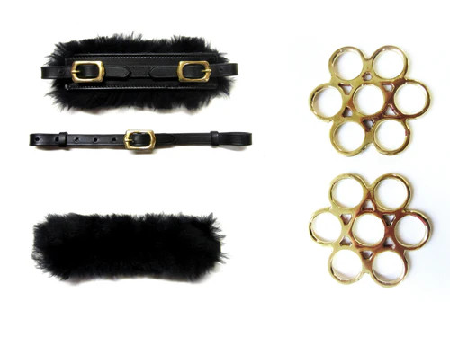 Set Bitless Bridle Flower Brass - Gold - Real Sheepskin