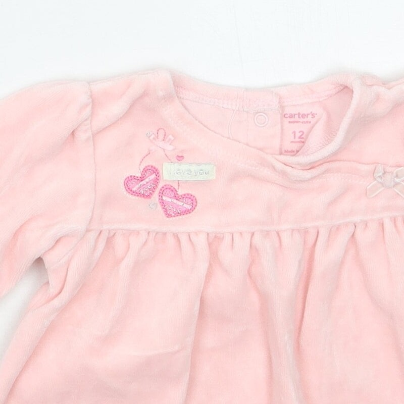 Carters Girls Pink Floral Cotton Blend T-Shirt Size 12 Months