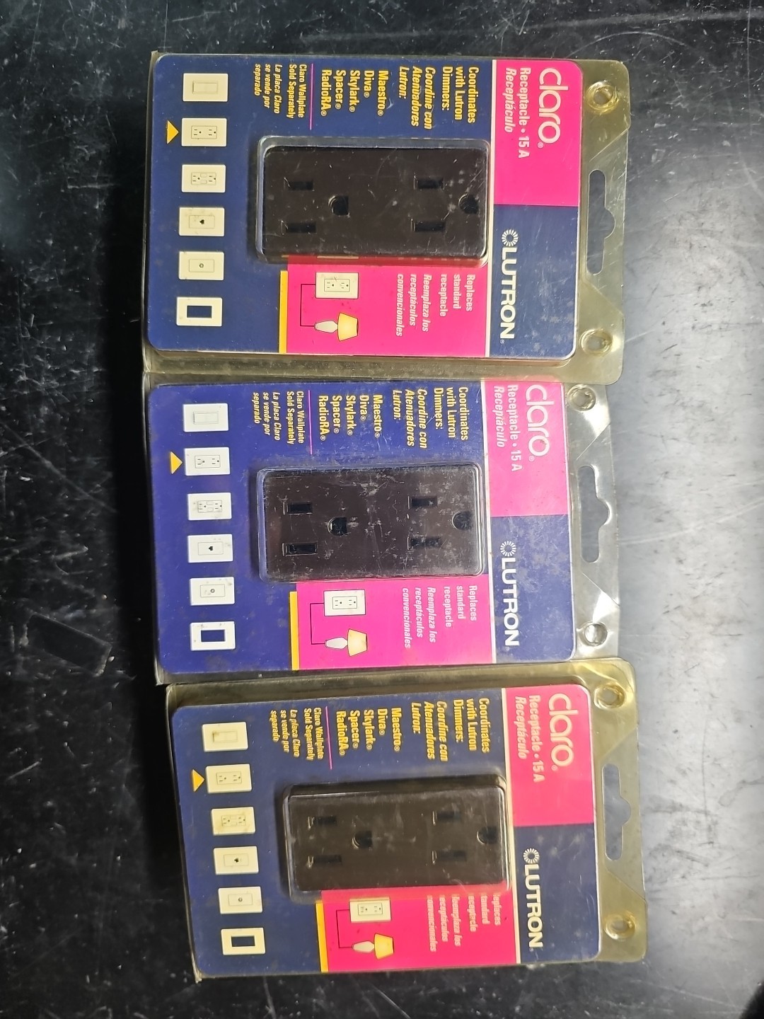 Lot 3 Lutron Claro 400-1429 Receptacle 15 Amp BROWN new